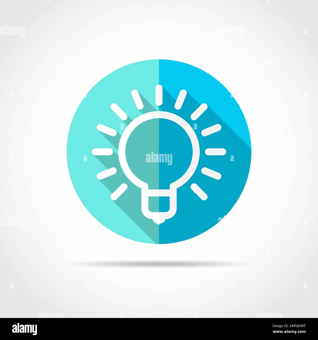 White light bulb in flat design with long shadow. Vector illustration ...
