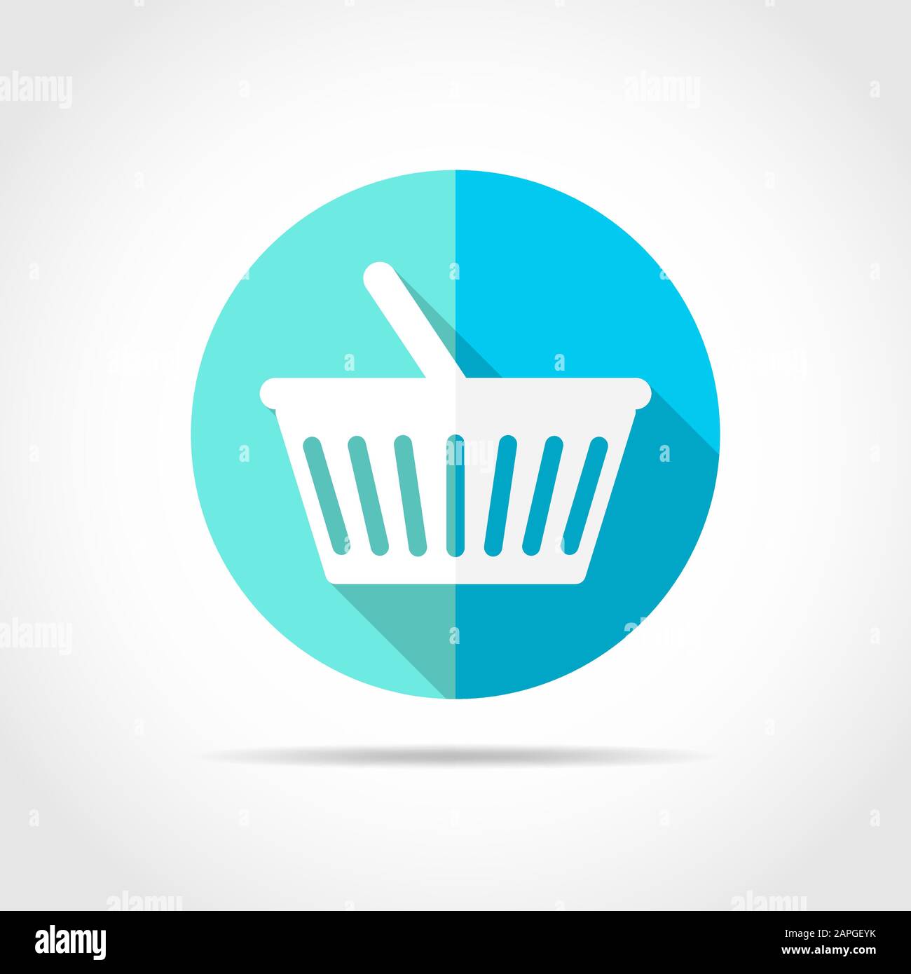 White shopping basket in flat design with long shadow. Vector ...