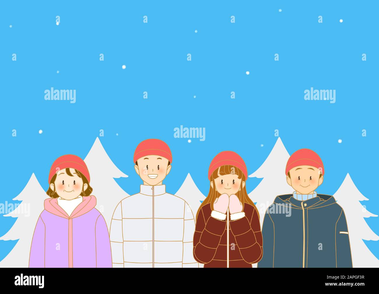Winter season. Happy family having fun illustration 004 Stock Vector ...