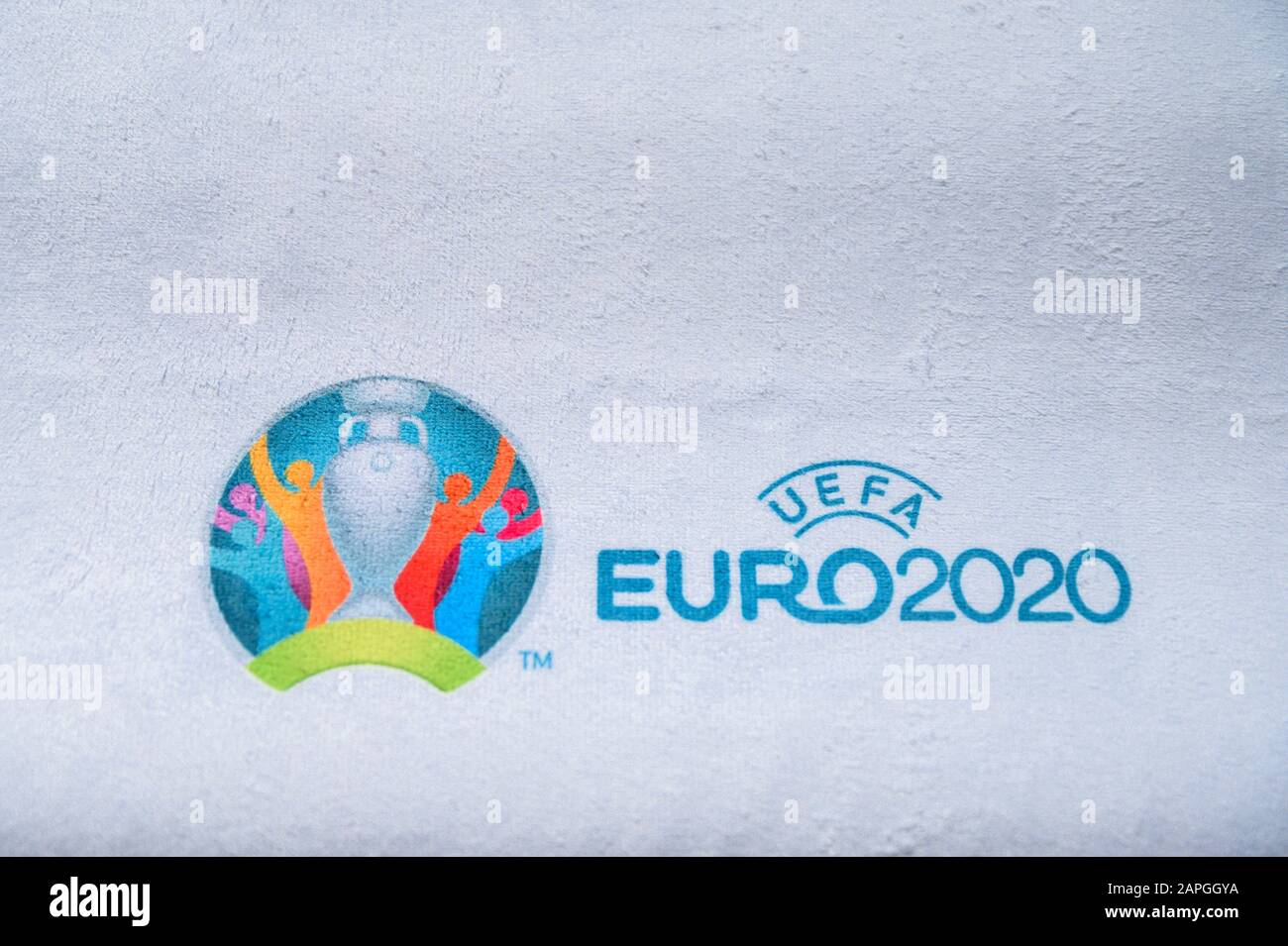 PARIS, FRANCE, JANUARY. 20. 2020: UEFA Euro 2020 text, white edit space Stock Photo