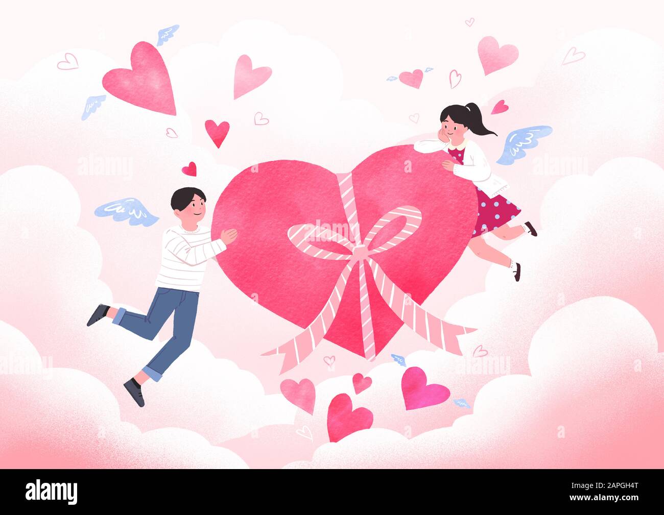 Romantic Relations, Loving happy couple illustration 006 Stock Vector
