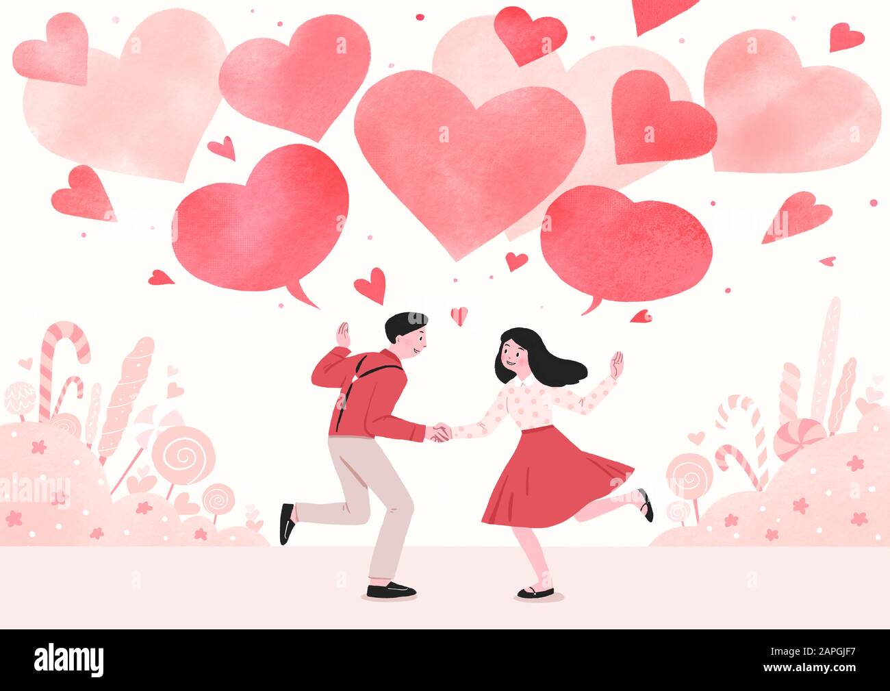 Romantic Relations, Loving happy couple illustration 001 Stock Vector
