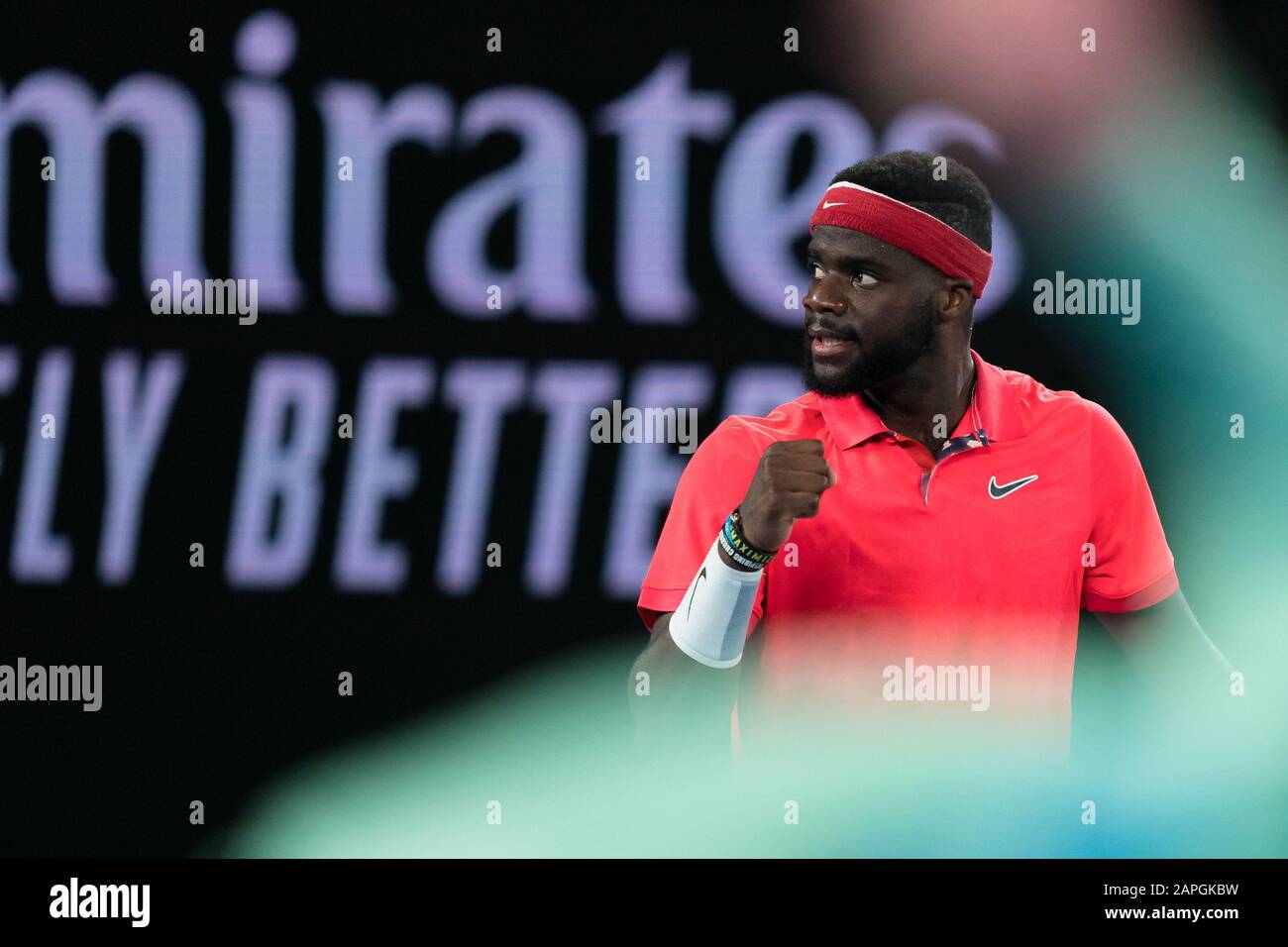 Melbourne, Australia. 23rd Jan, 2020. Frances Tiafoe of USA at the 2020 Australian Open Tennis Championship Day 2 Match at Melbourne Park Tennis Centre, Melbourne, Australia. 21st Jan, 2020. ( Credit: Andy Cheung/ArcK Images/arckimages.com/UK Tennis Magazine/International Sports Fotos) Credit: Roger Parker/Alamy Live News Stock Photo