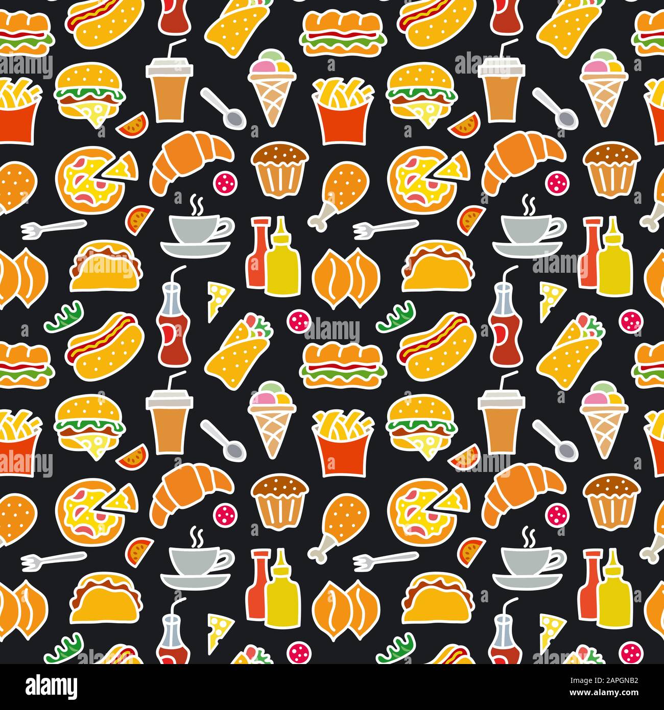 illustration of the fast food seamless pattern Stock Vector Image & Art ...