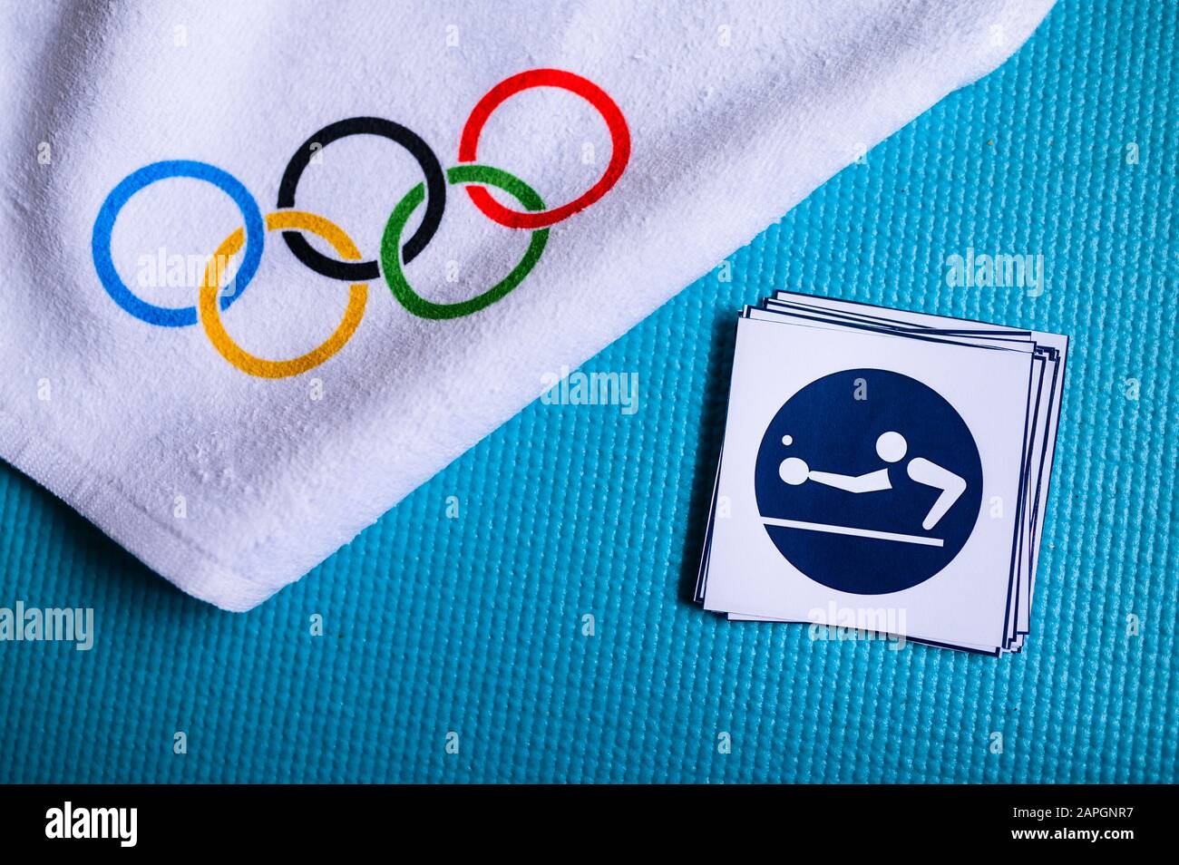 TOKYO, JAPAN, JANUARY. 20. 2020 Table Tennis pictogram and olympic