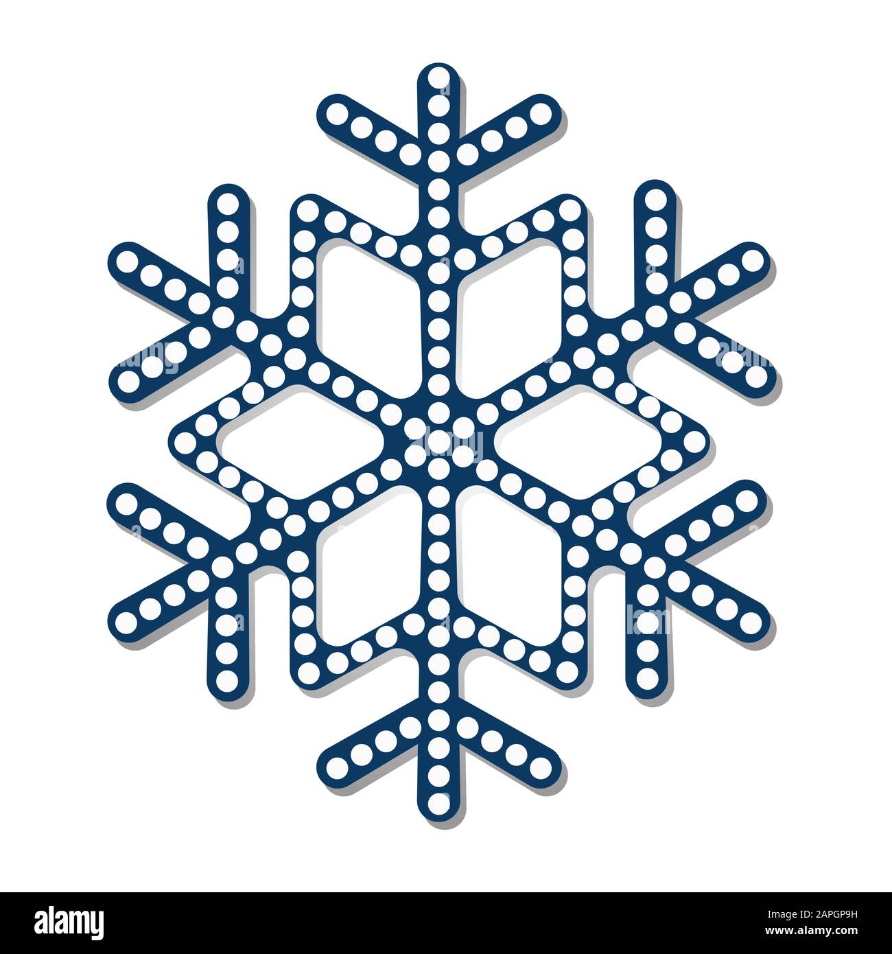 Snowflake icon with dot design on white background. Christmas and winter theme Stock Vector