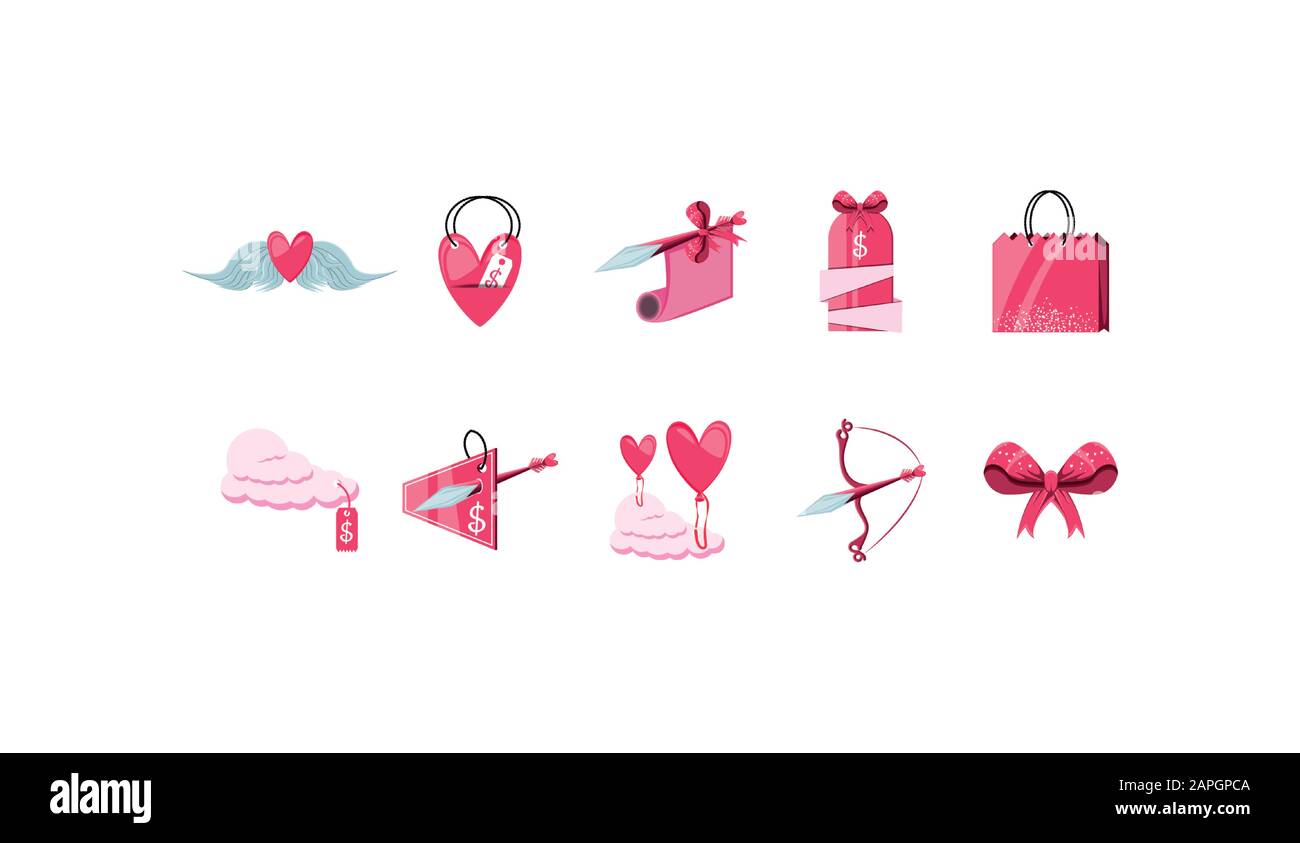Icon set design of Love happy valentines day wedding passion romantic ...