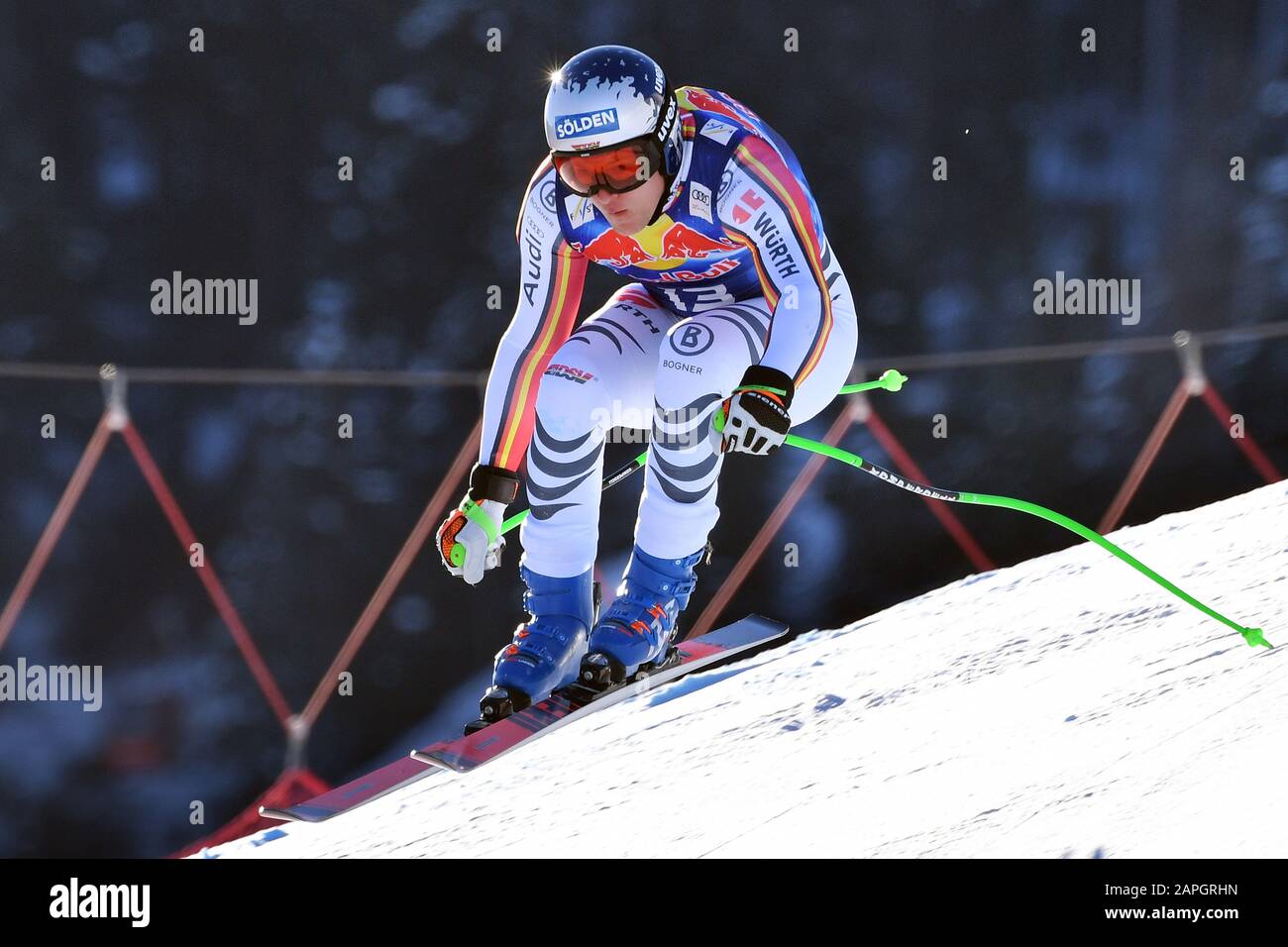 Thomas DRESSEN (GER), action, alpine skiing, training, 80. Hahnenkamm race 2020, Kitzbuehel, Hahnenkamm, Streif, departure, January 23, 2020 | usage worldwide Stock Photo