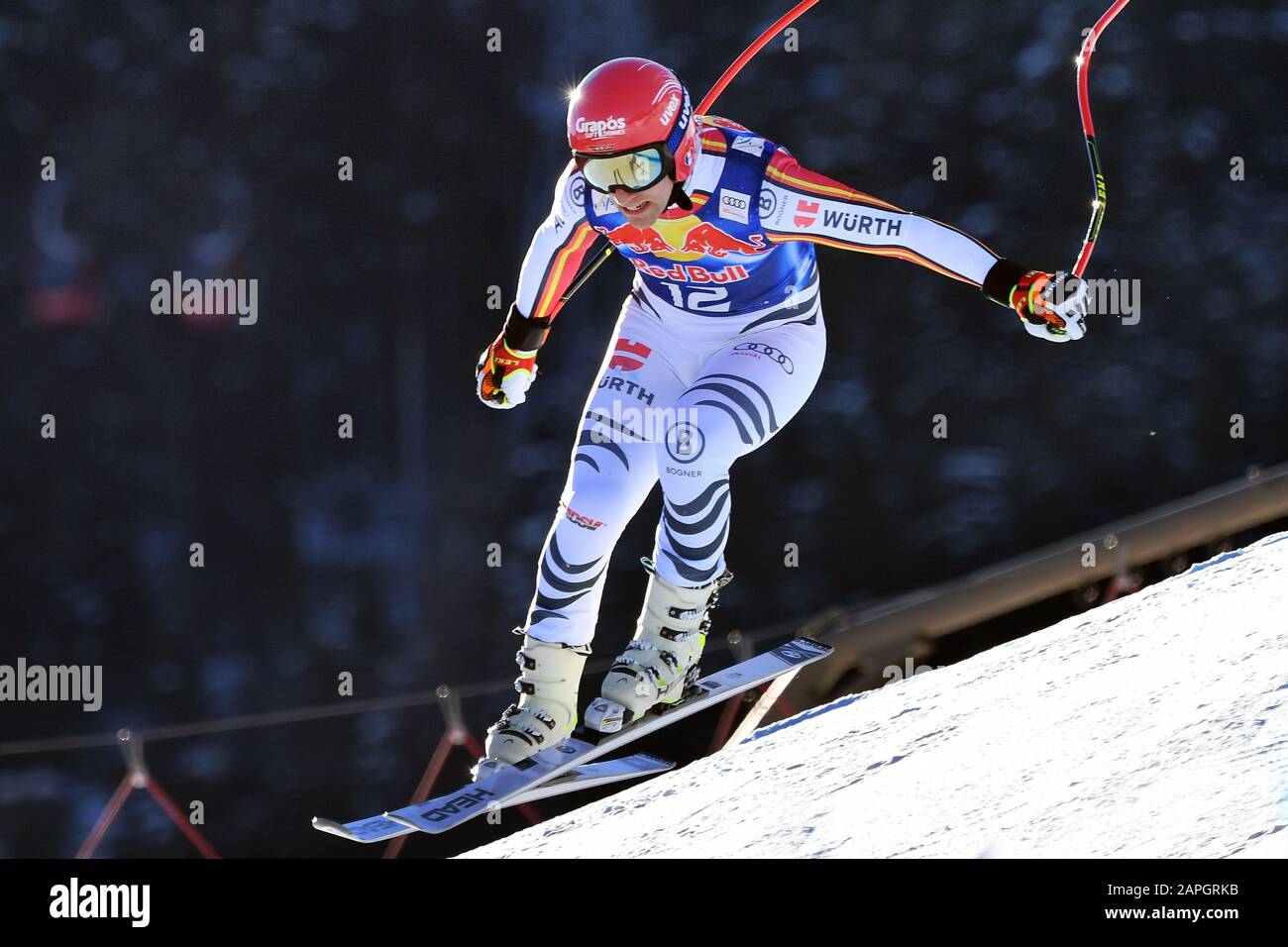 Josef FERSTL (GER), action, alpine skiing, training, 80. Hahnenkamm race 2020, Kitzbuehel, Hahnenkamm, Streif, departure, January 23, 2020 | usage worldwide Stock Photo