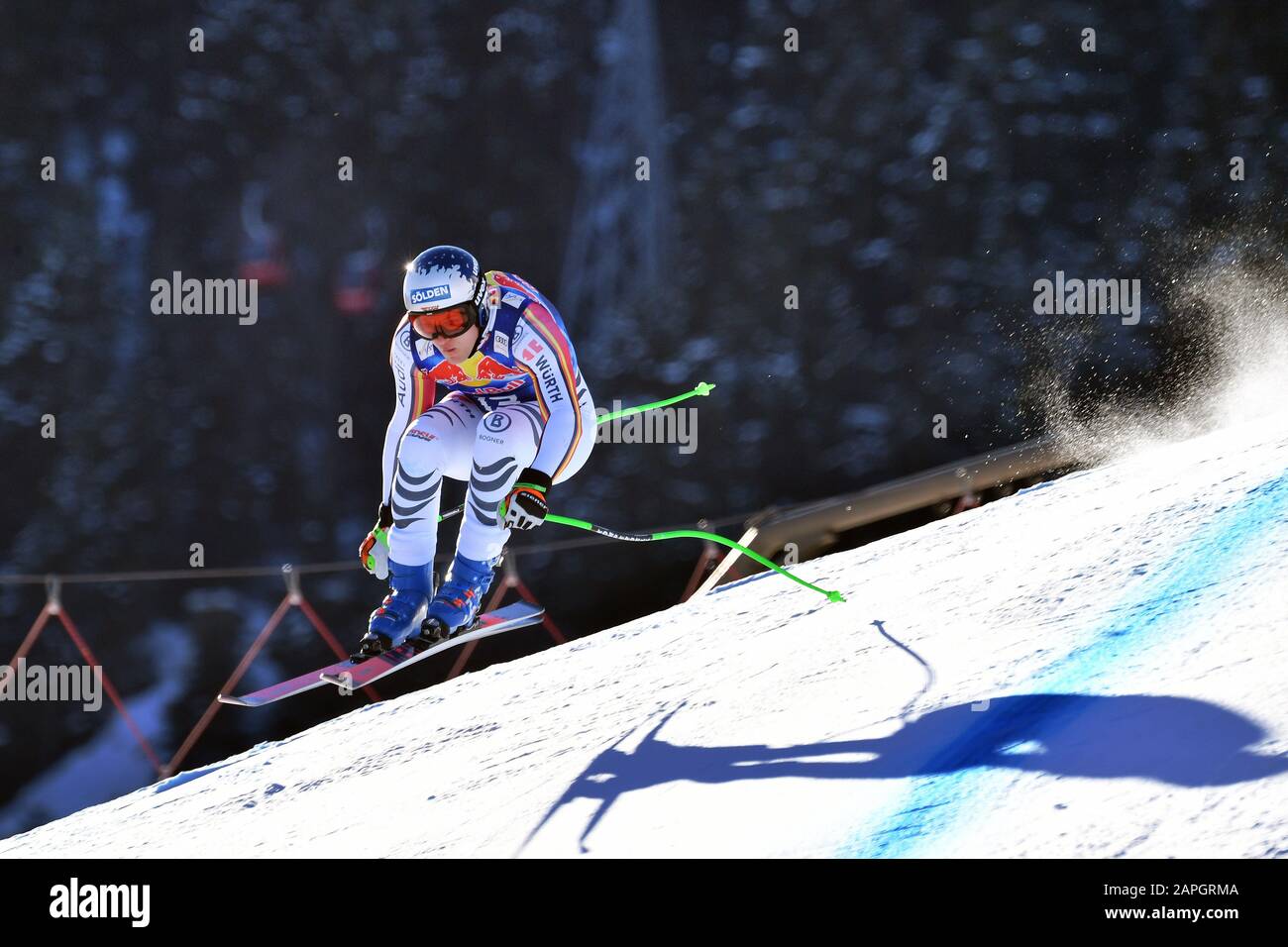 Thomas DRESSEN (GER), action, alpine skiing, training, 80. Hahnenkamm race 2020, Kitzbuehel, Hahnenkamm, Streif, departure, January 23, 2020 | usage worldwide Stock Photo