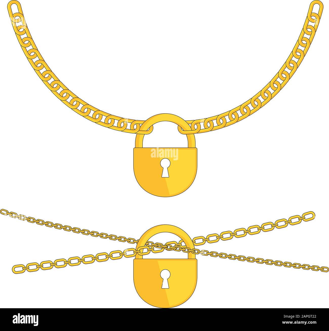 Lock chain gold, Stock vector