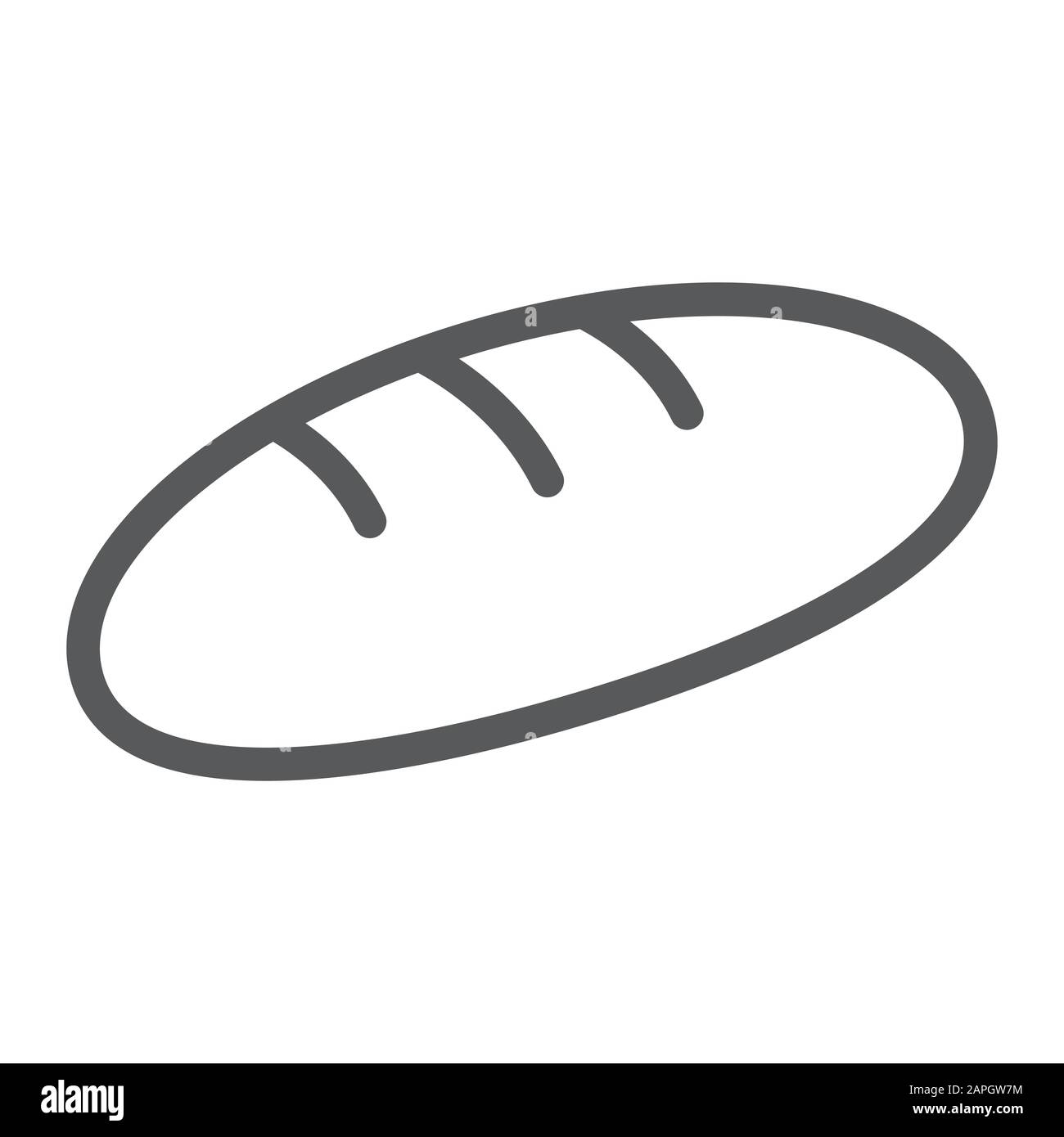 Bread line icon, pastry and bakery, food sign, vector graphics, a ...