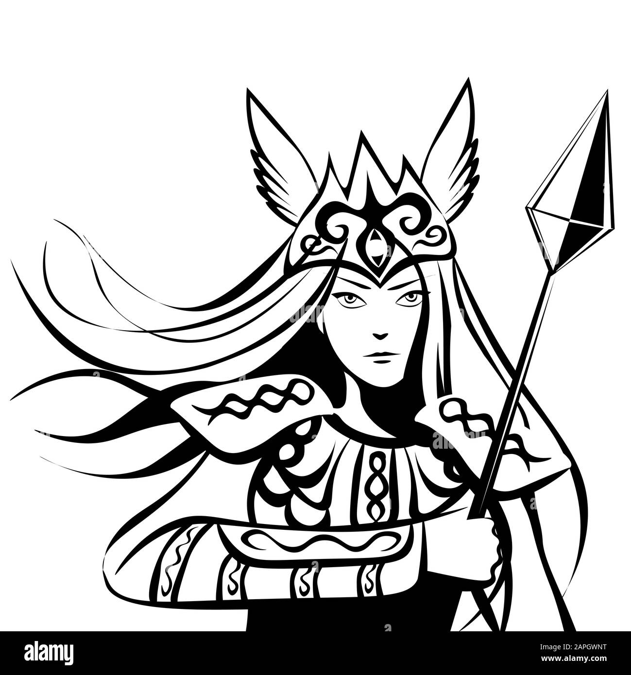 fantasy warrior woman illustration Stock Photo  Alamy