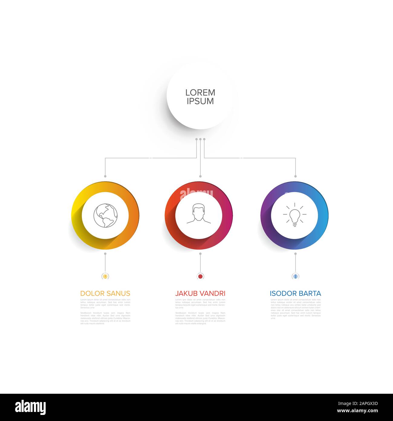 Vector multipurpose Infographic template with three elements options and modern colors on a light background Stock Vector