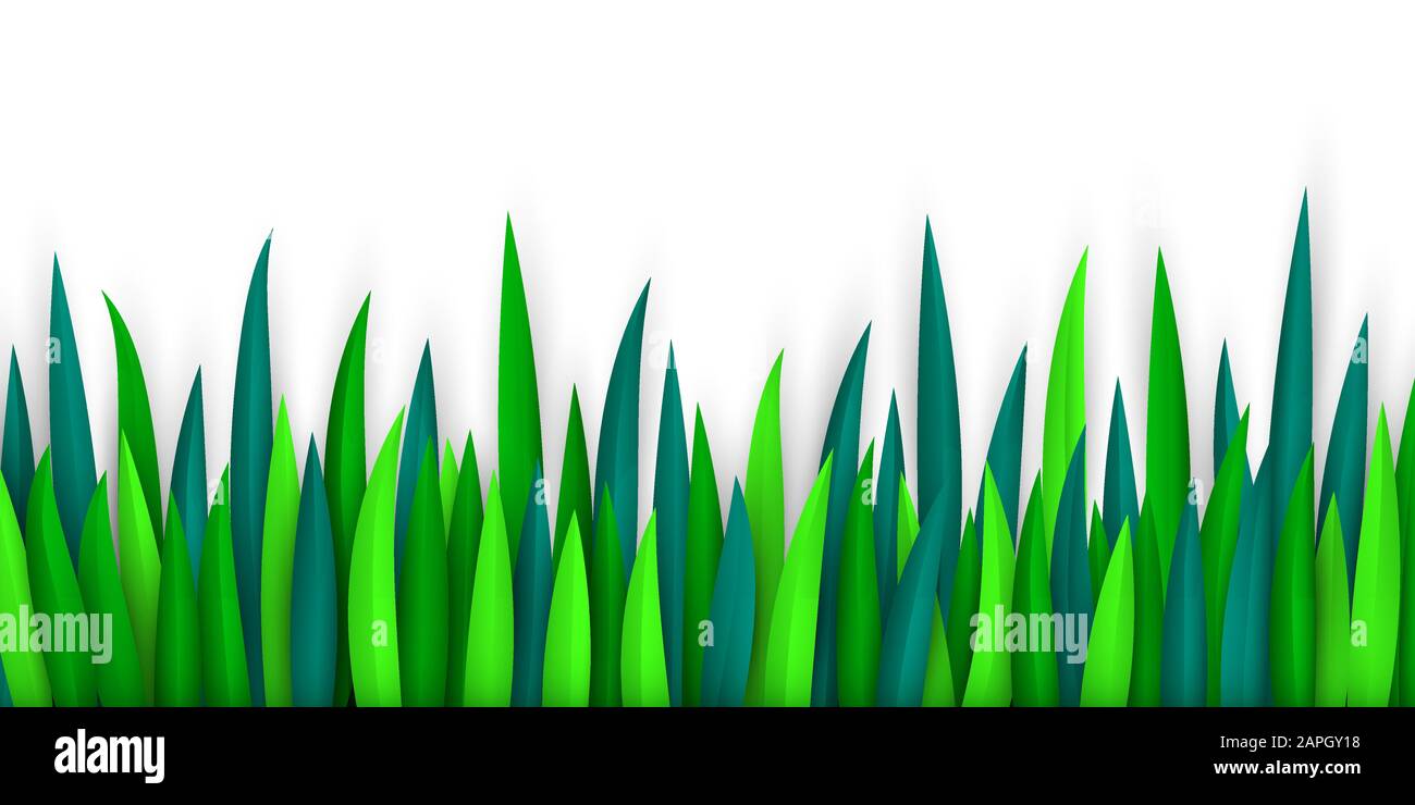 Paper cut style green leaves on white background. Vector decorations for spring or summer illustration Stock Vector