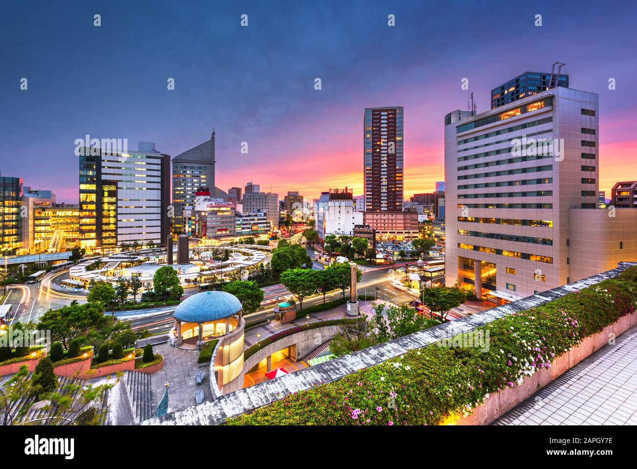 Hamamatsu City, Shizuoka, Japan downtown skyline at twilight. Stock Photo