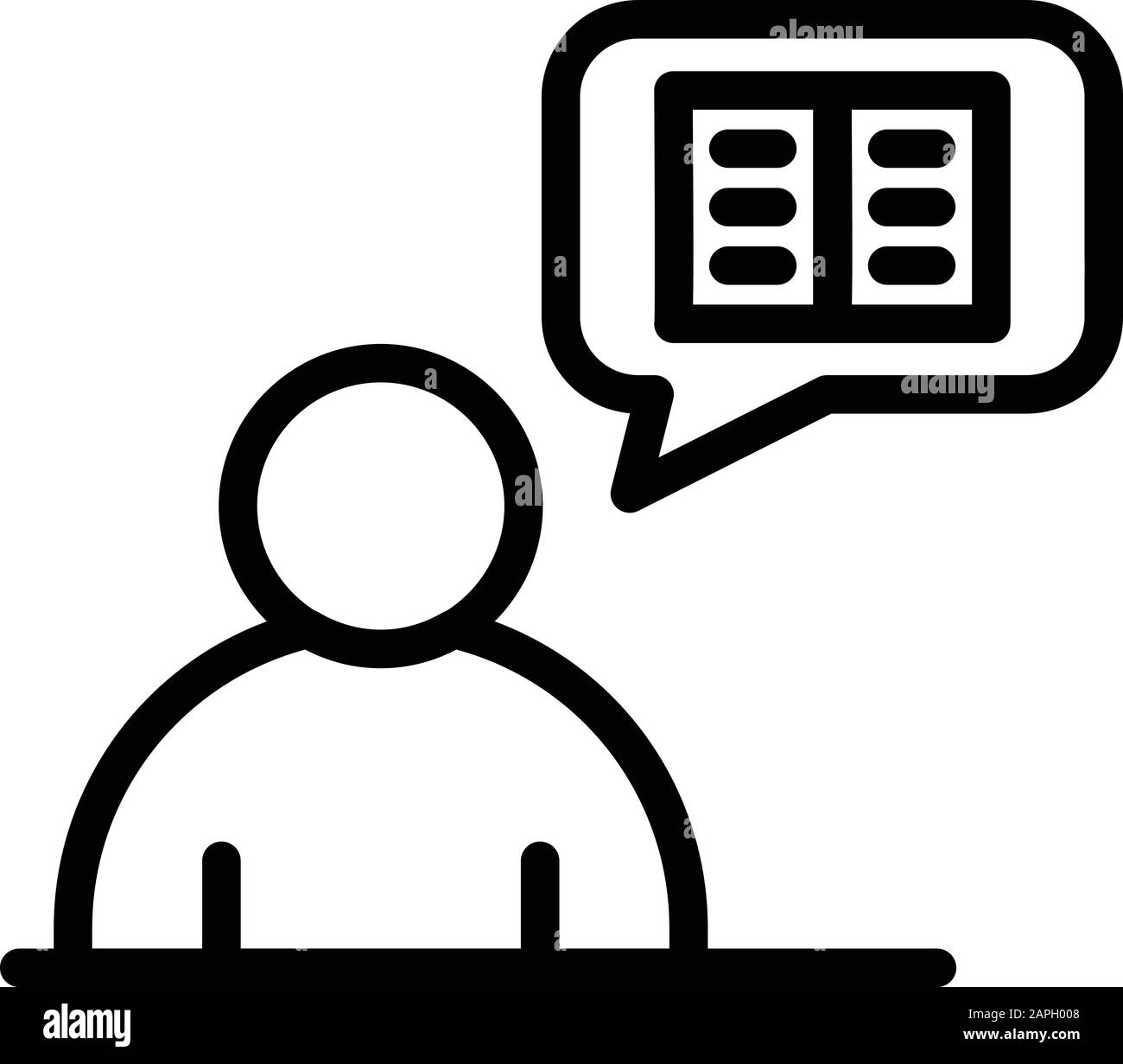 Storyteller thinking icon, outline style Stock Vector
