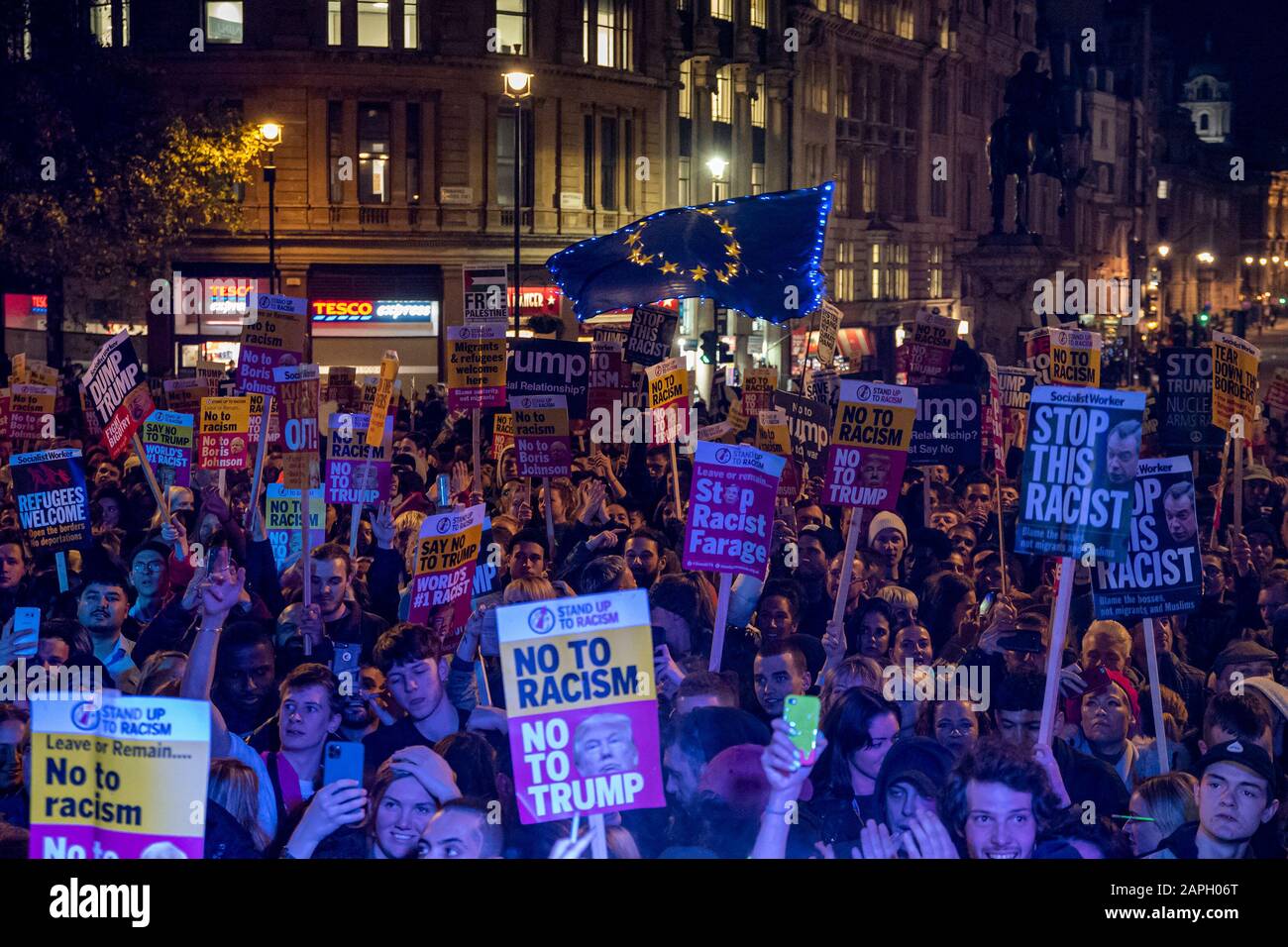 Anti Trump and NATO demonstration in London Stock Photo