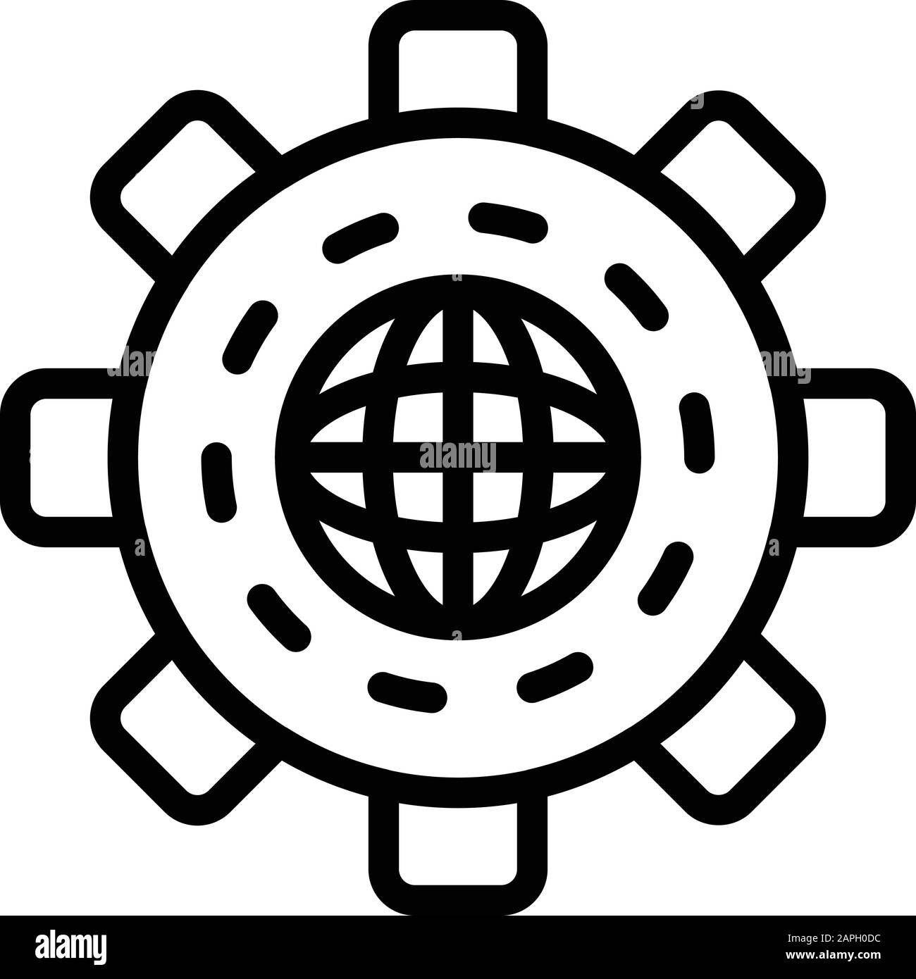 Global gear icon, outline style Stock Vector Image & Art - Alamy