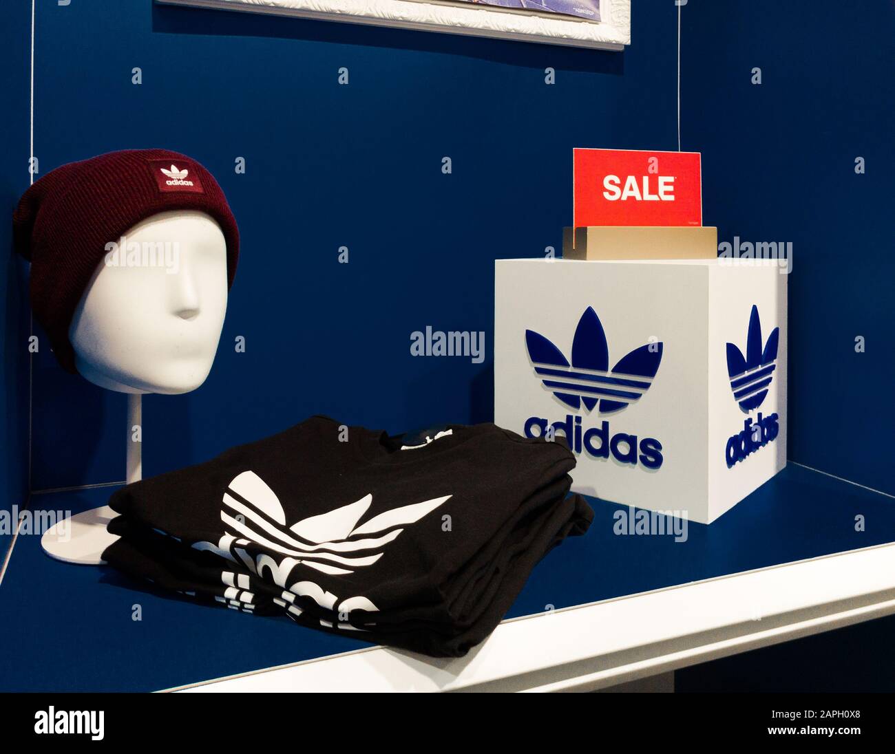 decoration items layd out in the Adidas shop Stock Photo - Alamy
