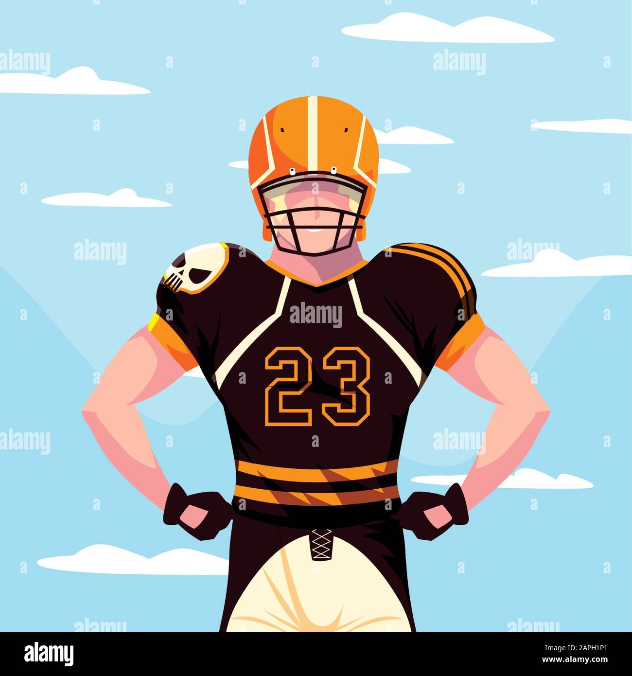 Player with helmet design, Super bowl american football sport hobby competition game training equipment tournement and play theme Vector illustration Stock Vector