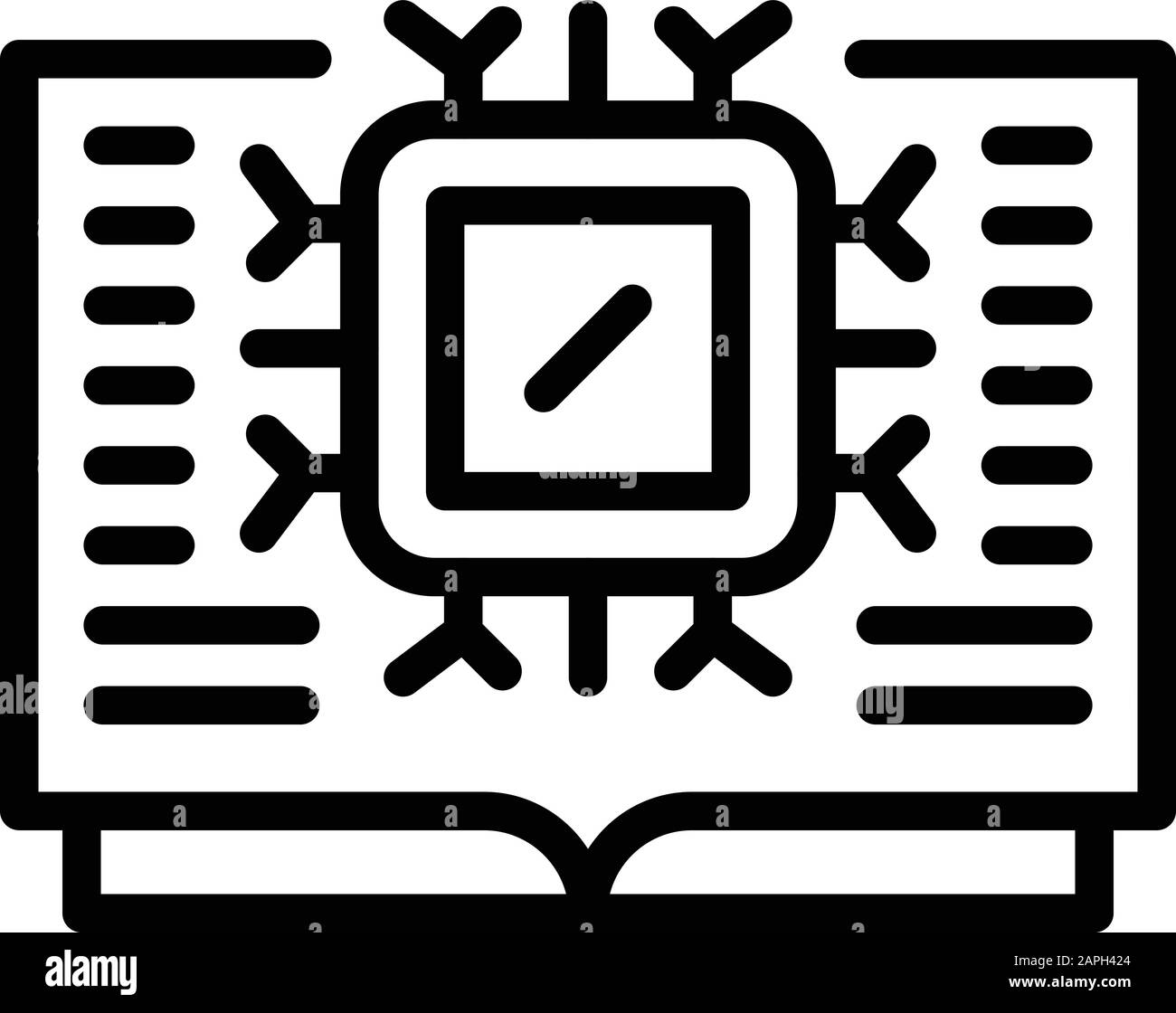 Ai processor book icon, outline style Stock Vector
