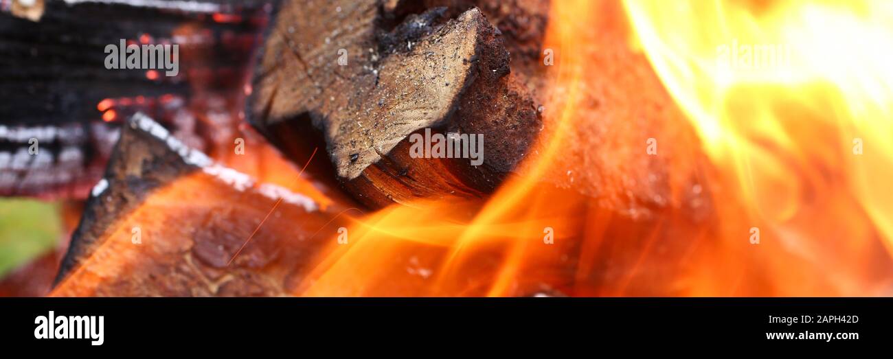 Blazing outdoor fire Stock Photo