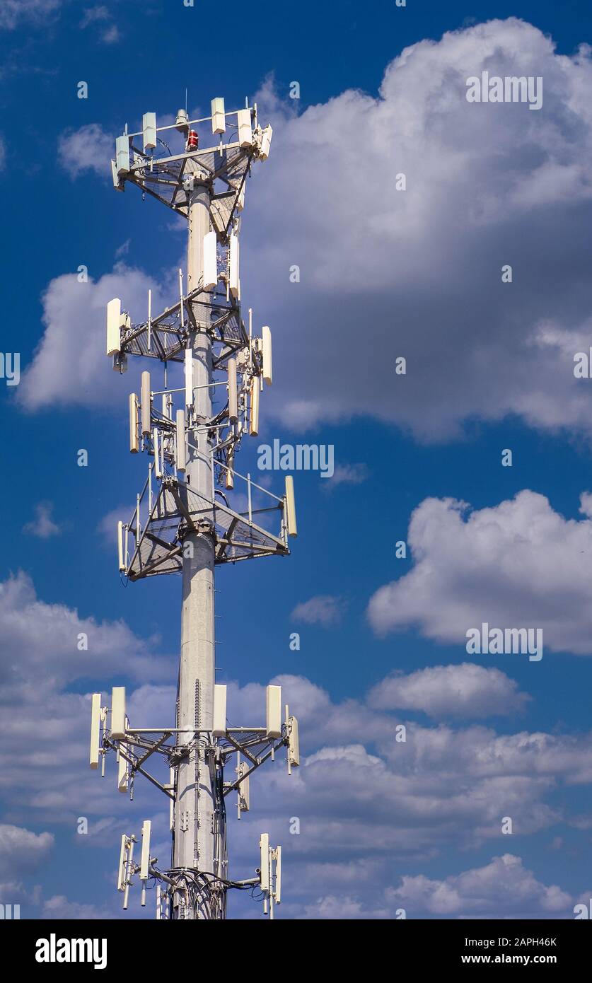 Cellphone Tower in Sky Stock Photo