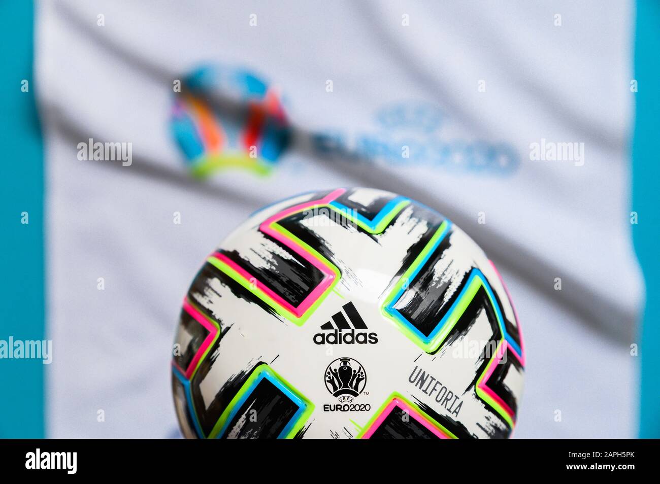 PARIS, FRANCE, JANUARY. 20. 2020: Uniforia ball, official match ball for  Euro 2020 football tournament Stock Photo - Alamy