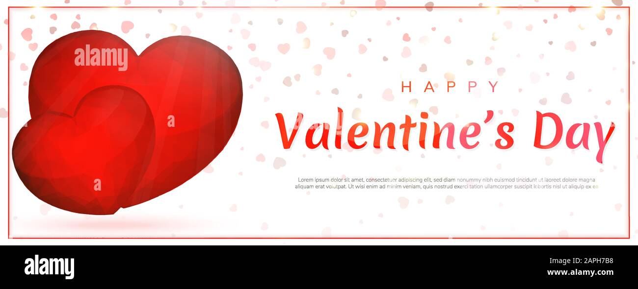 Valentines Day background with red hearts. Vector illustration Stock ...