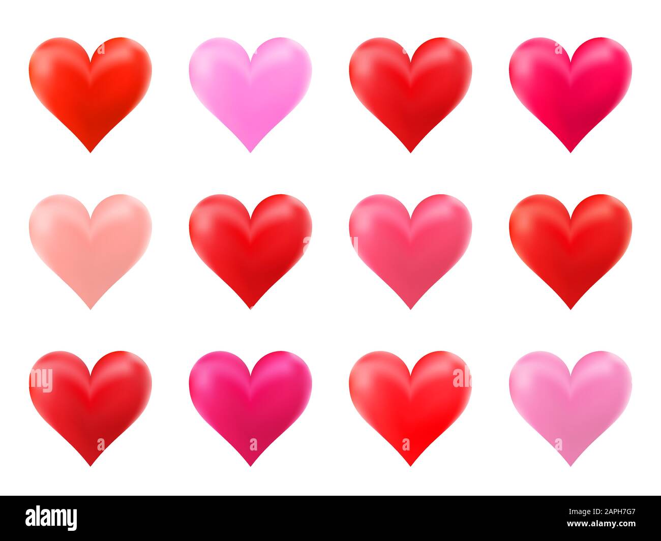 Set of colorful hearts isolated on white background. Vector ...