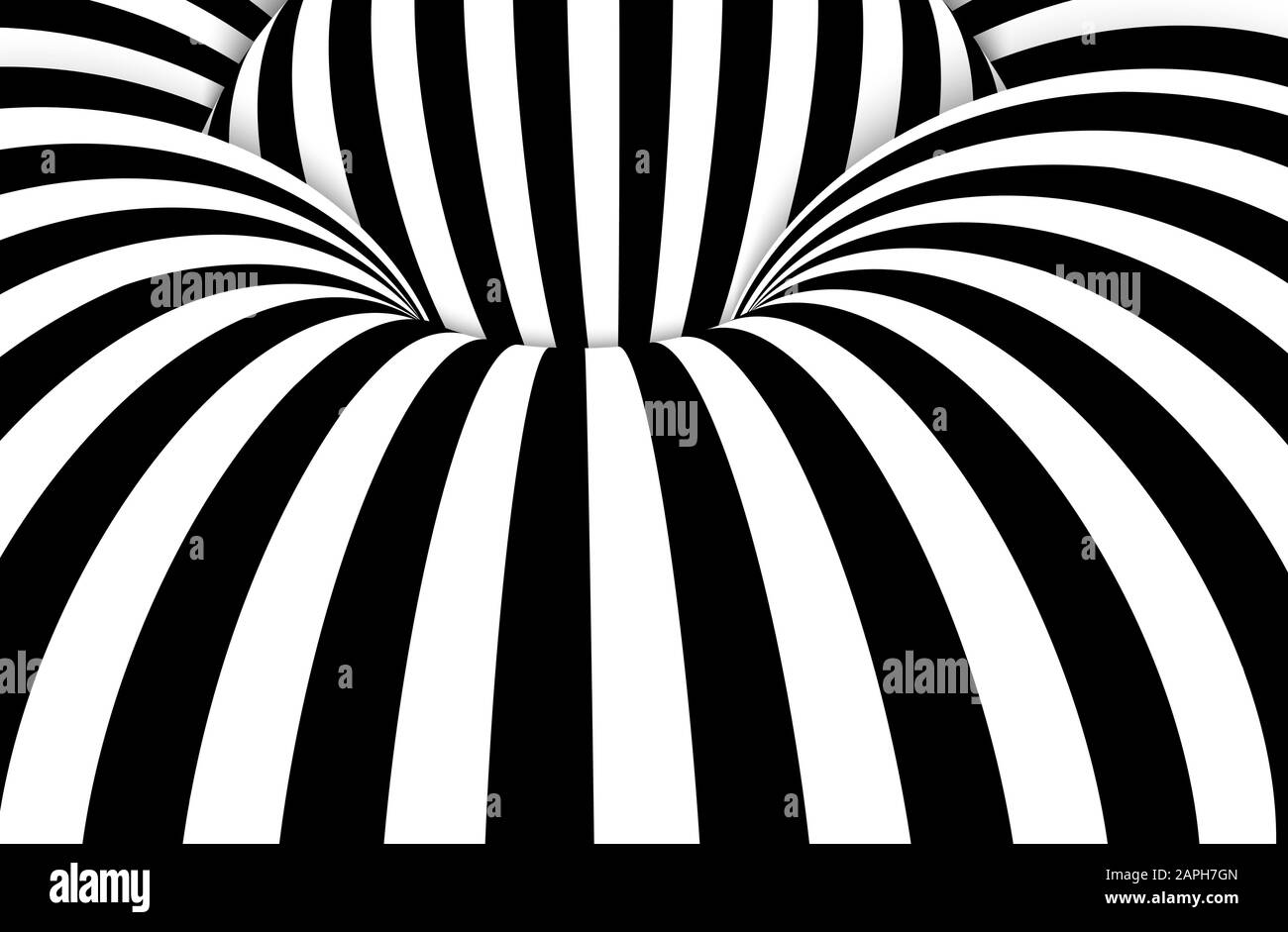 Black and white lines optical illusion. Abstract striped spiral vector
