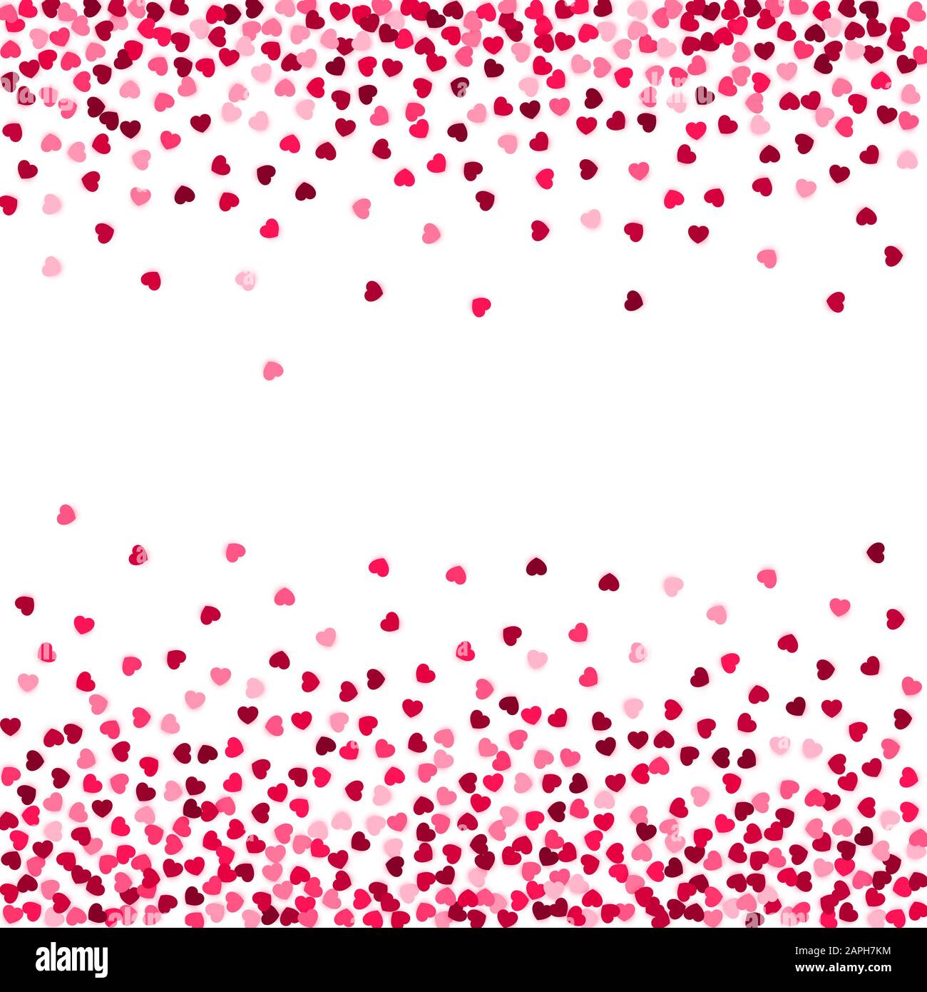 Red and pink hearts confetti on white background. Valentines Day vector ...