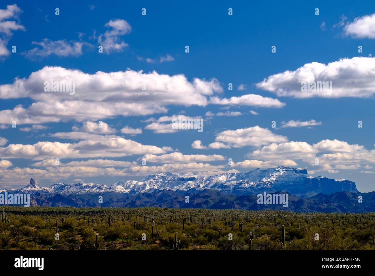 Winter Landscape-Superstition Mountains-Lost Dutchman State Park. Stock Photo