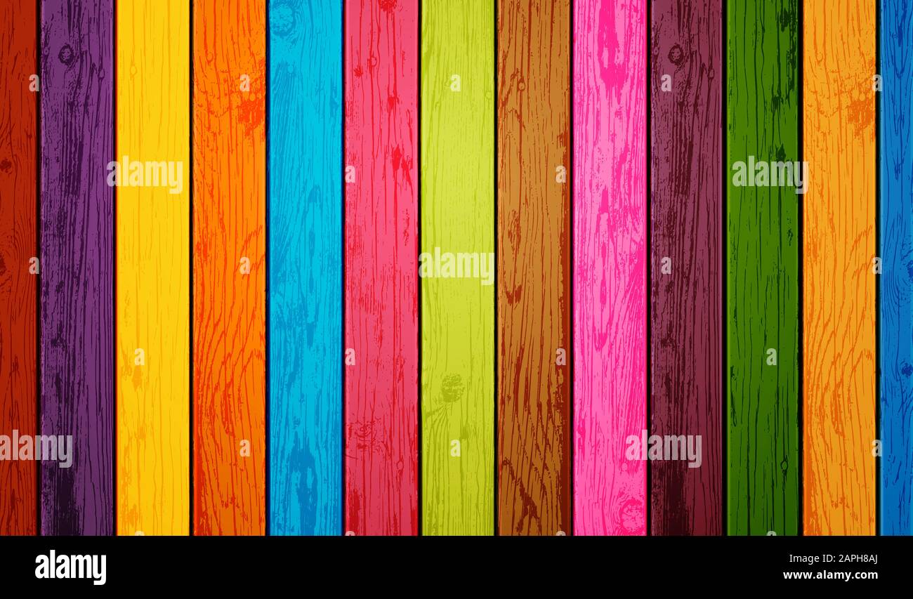 Colored wood planks background. Vector illustration Stock Vector