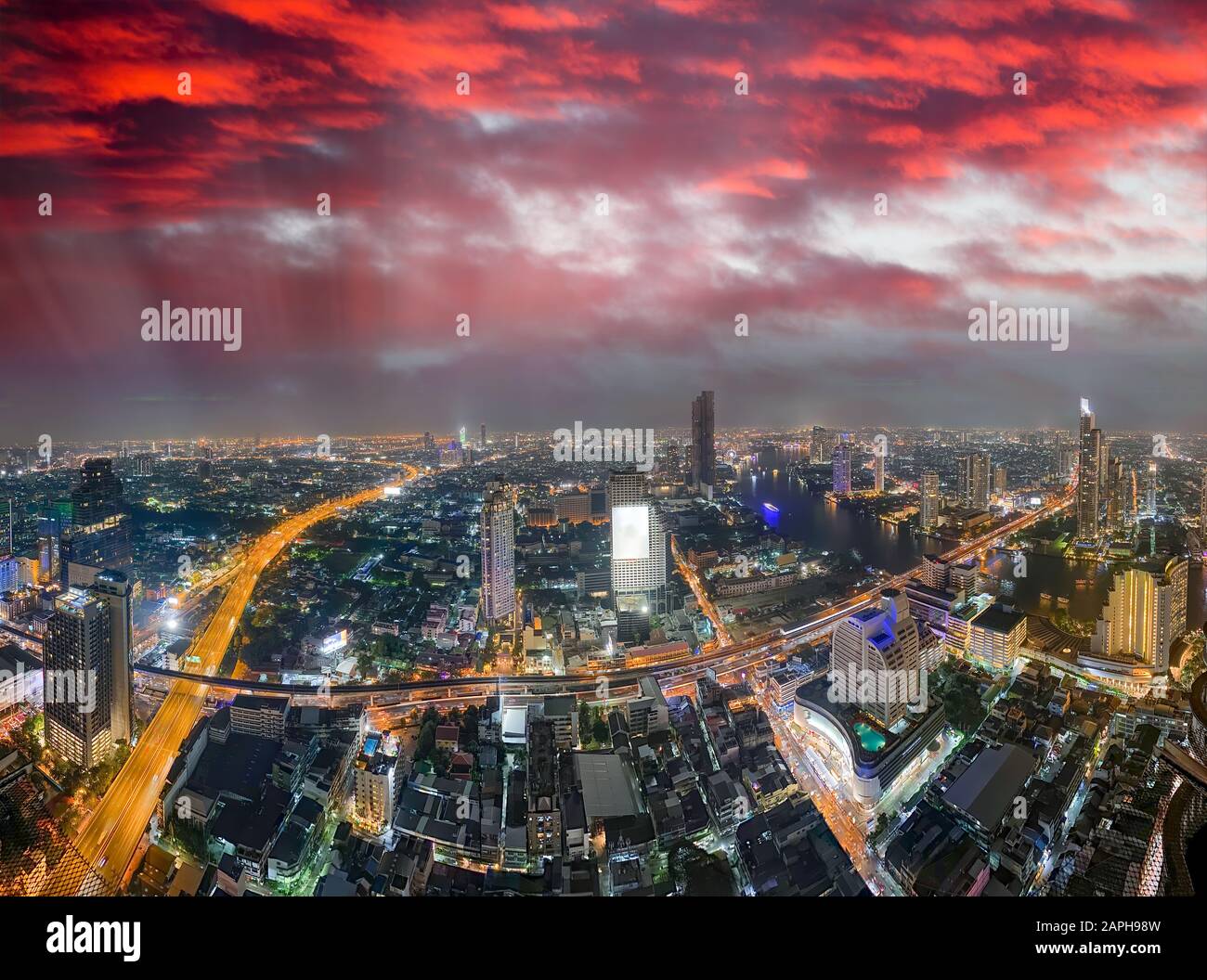Sunset aerial view of Bangkok skyline, Thailand Stock Photo - Alamy
