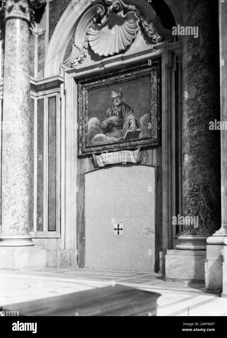 Rome: Visit to Vatican City Description: The masonry Holy Door in St. Peter's Basilica Date: December 1937 Location: Italy, Rome, Vatican City Keywords: architecture, baroque, doors, interior, church buildings Institutional name: Sint Pieter Stock Photo