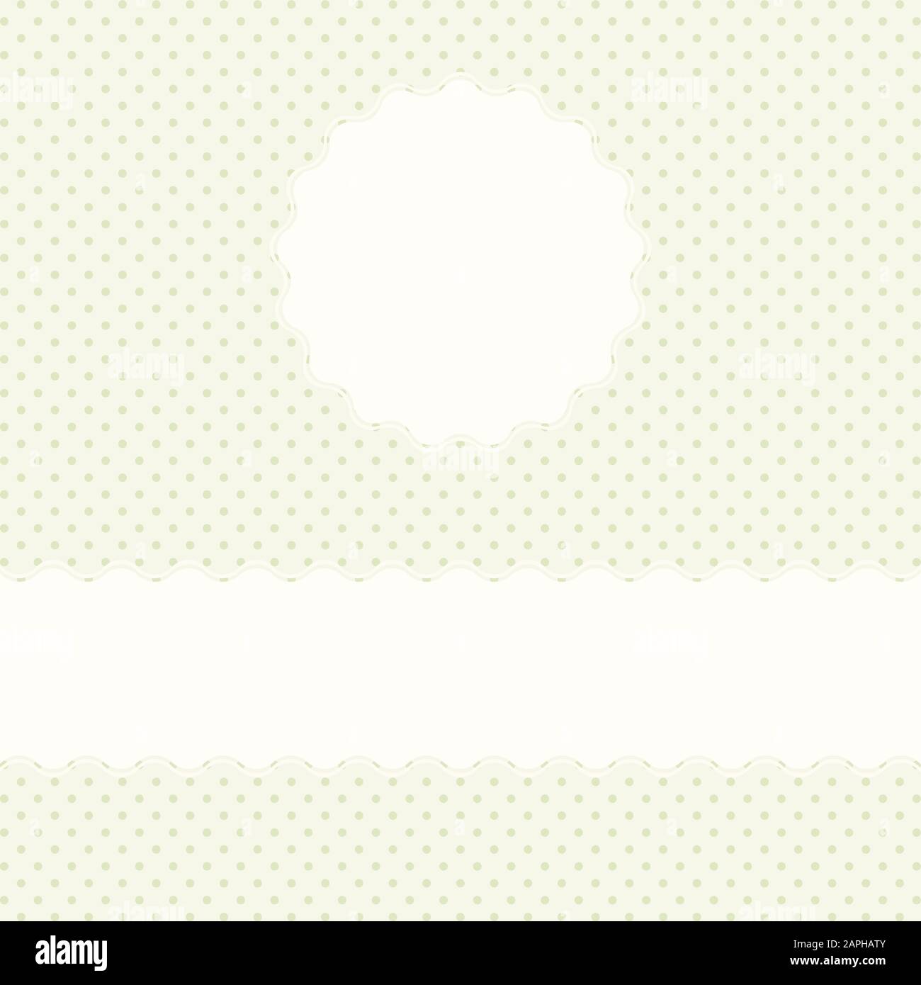 dotted colored background with white empty banner and patch Stock Vector