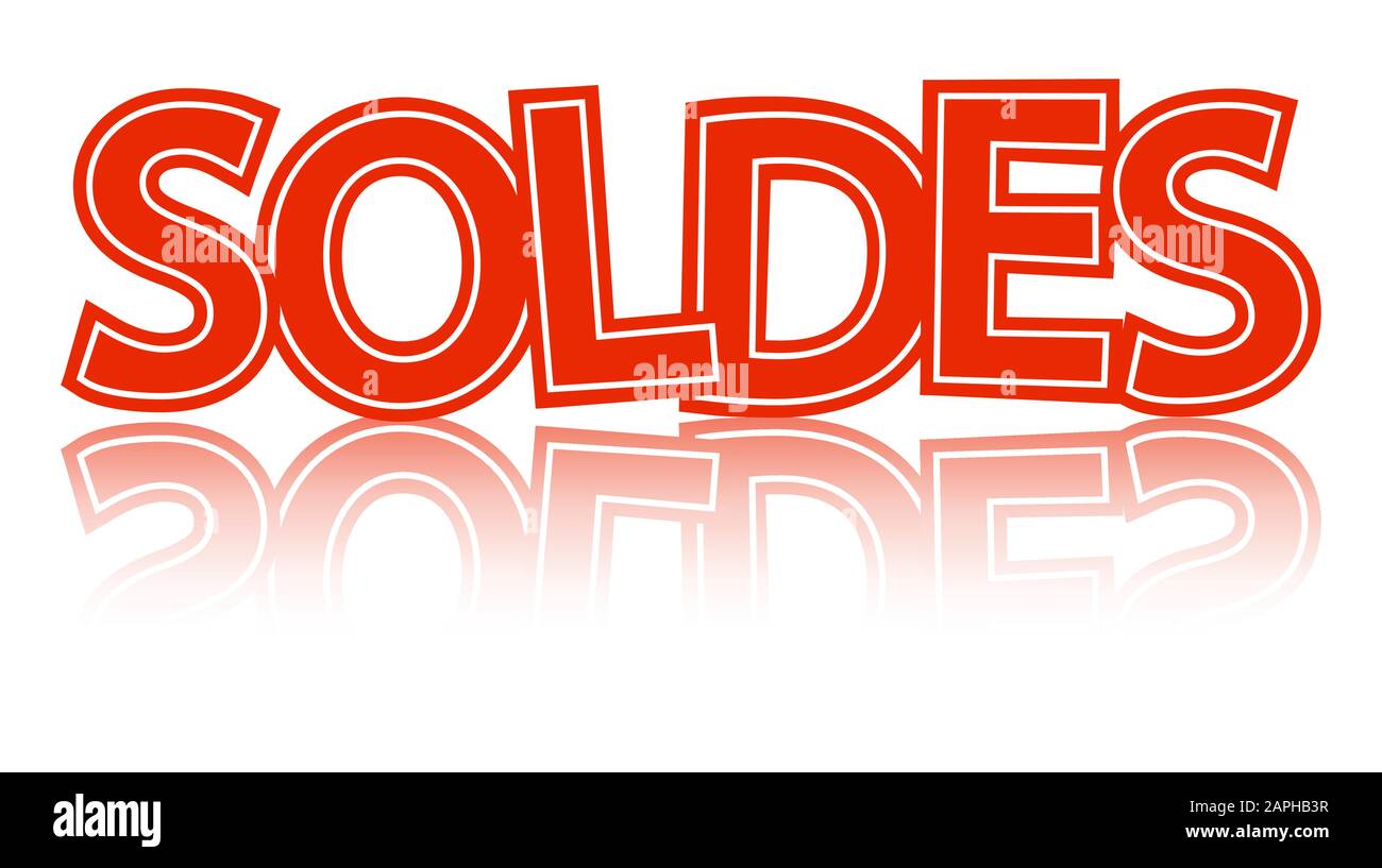 red letters SOLDES with reflection isolated on white background Stock Vector
