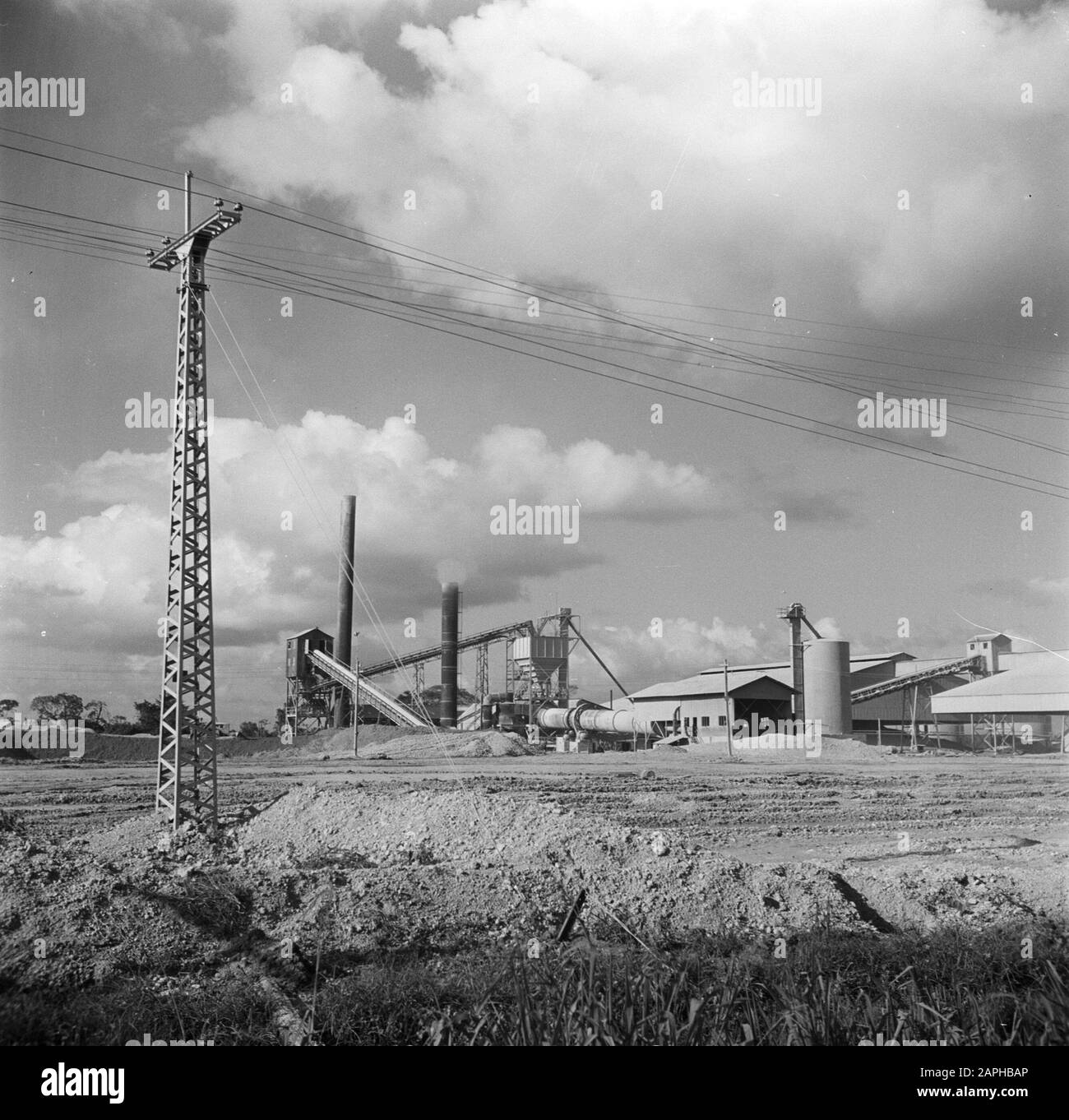 Travel to Suriname and the Netherlands Antilles Description: The factory of the Billiton Maatschappij Suriname in Paranam Date: 1947 Location: Paranam, Suriname Keywords: bauxite, factories Stock Photo