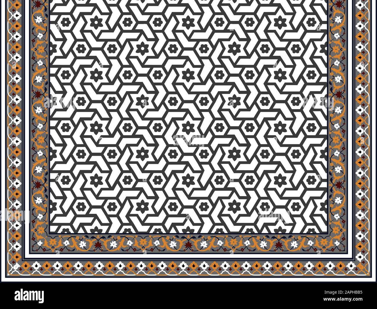 An Islamic pattern design for digital print, Delicate yellow, orange ...