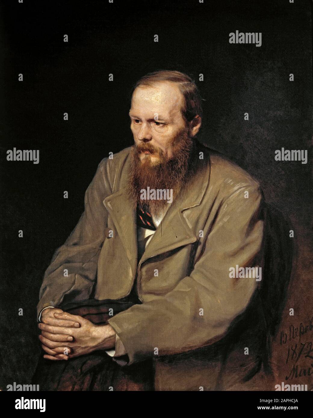 Fyodor Dostoevsky (1821-1881), portrait painting by Vasily Perov, 1872 Stock Photo