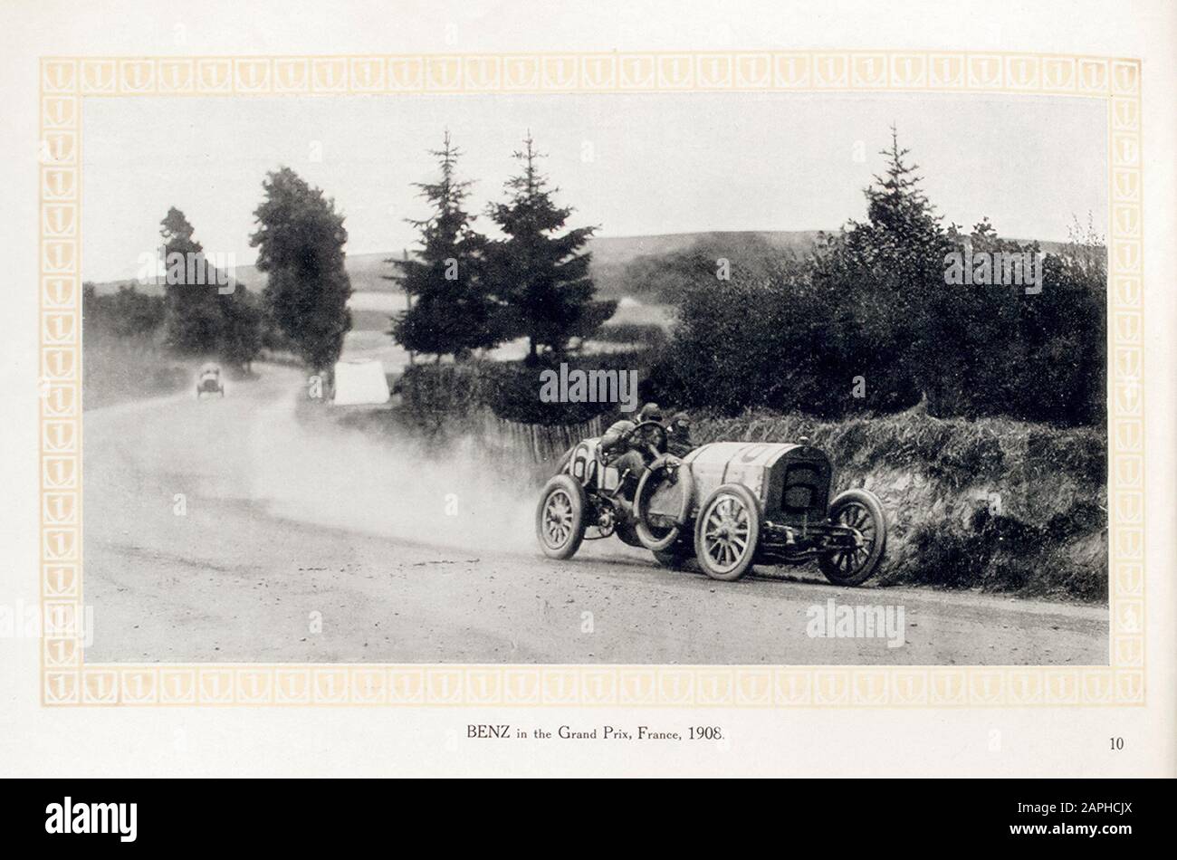 Vintage car, Benz motor car, automobile, Benz racing car in the Grand Prix of France 1908, from the Benz & Co trade catalogue, photograph 1909 Stock Photo