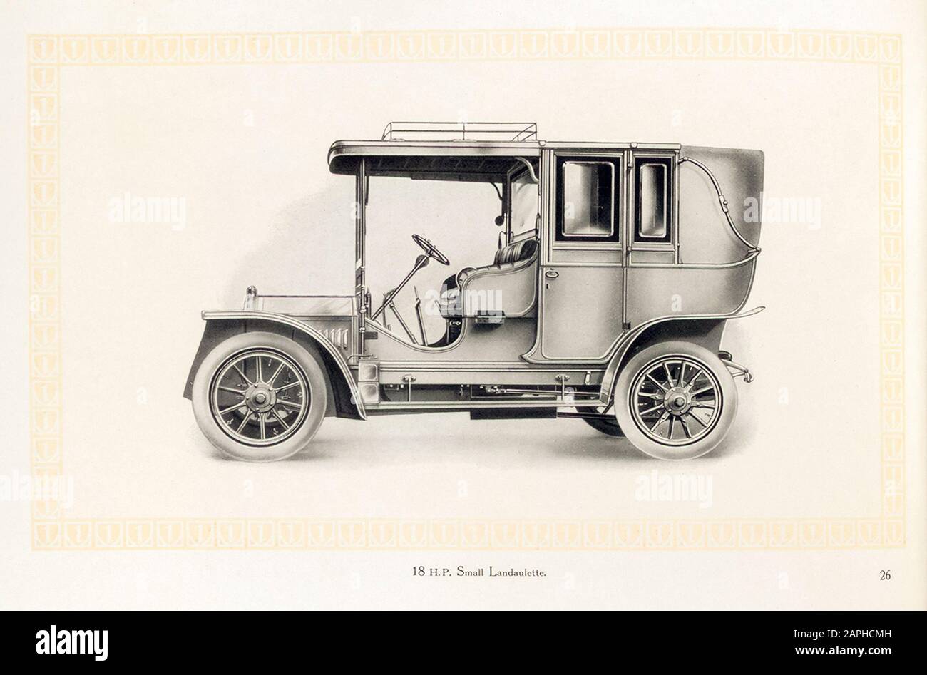 Vintage car, Benz motor car, 18 hp small Landaulette, from the Benz & Co trade catalogue, illustration 1909 Stock Photo