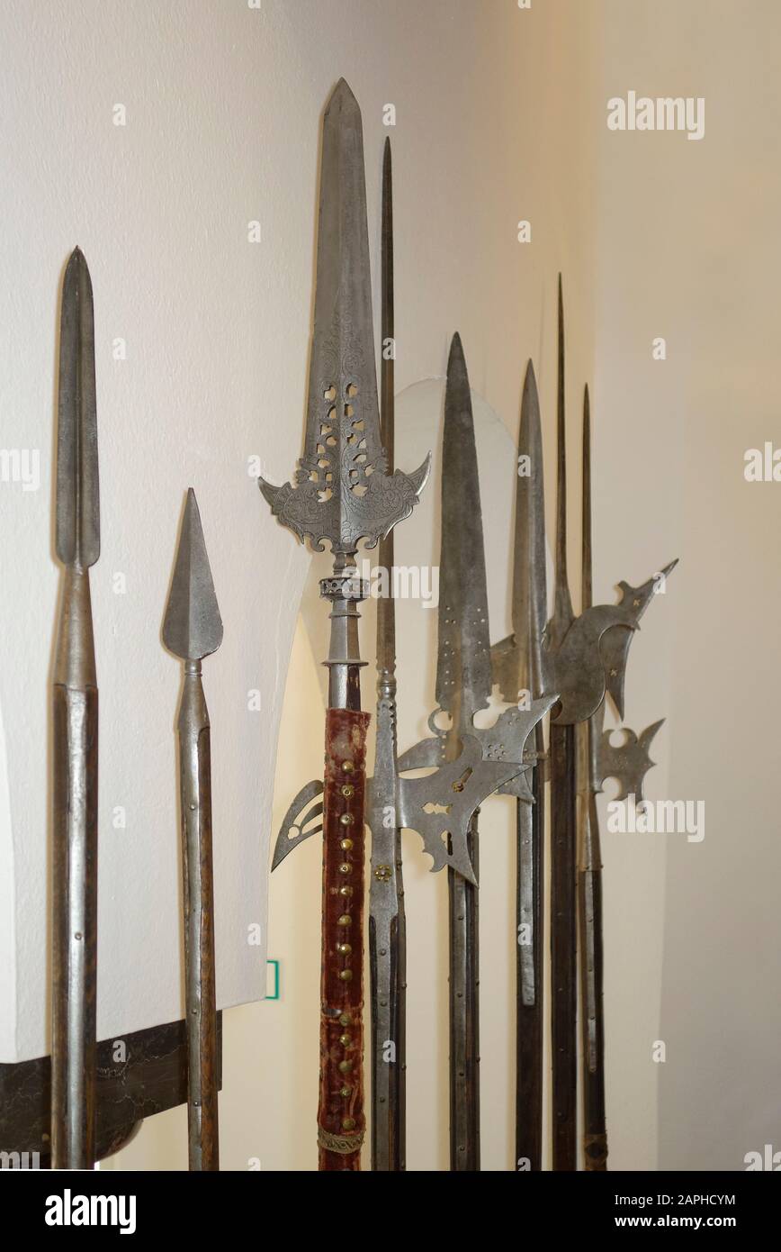 Spear and halberd's tips. Stock Photo