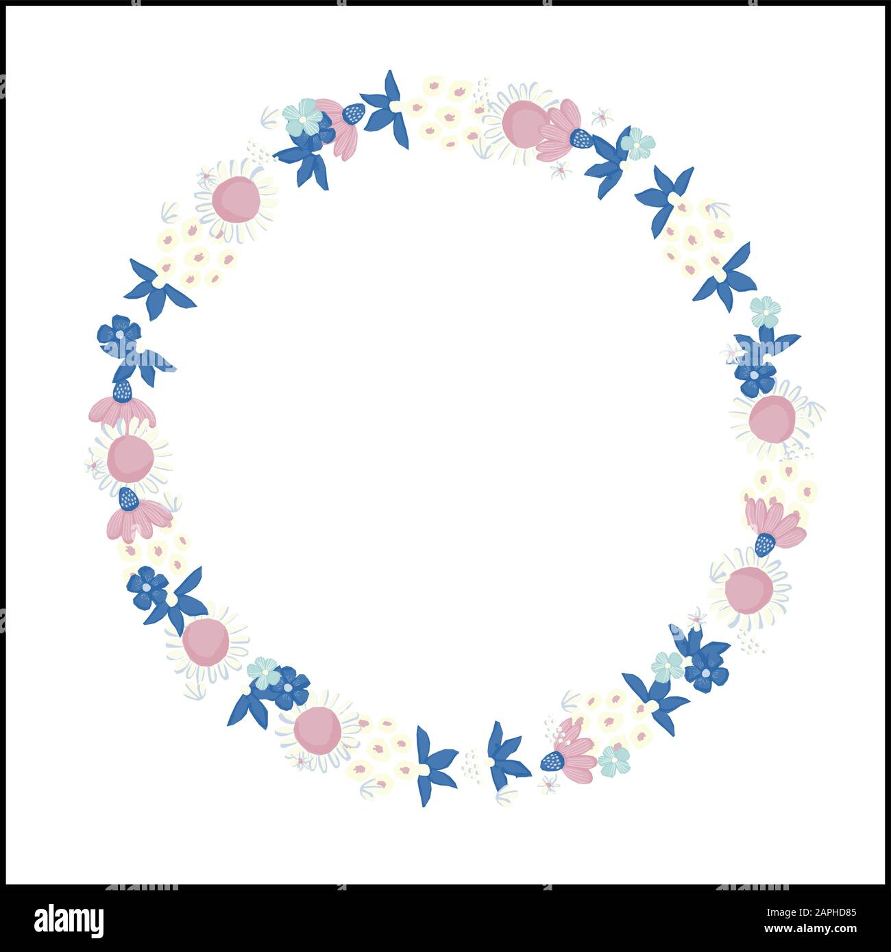 Vector floral wreath. Nature frame with flowers and leaves Stock Vector ...