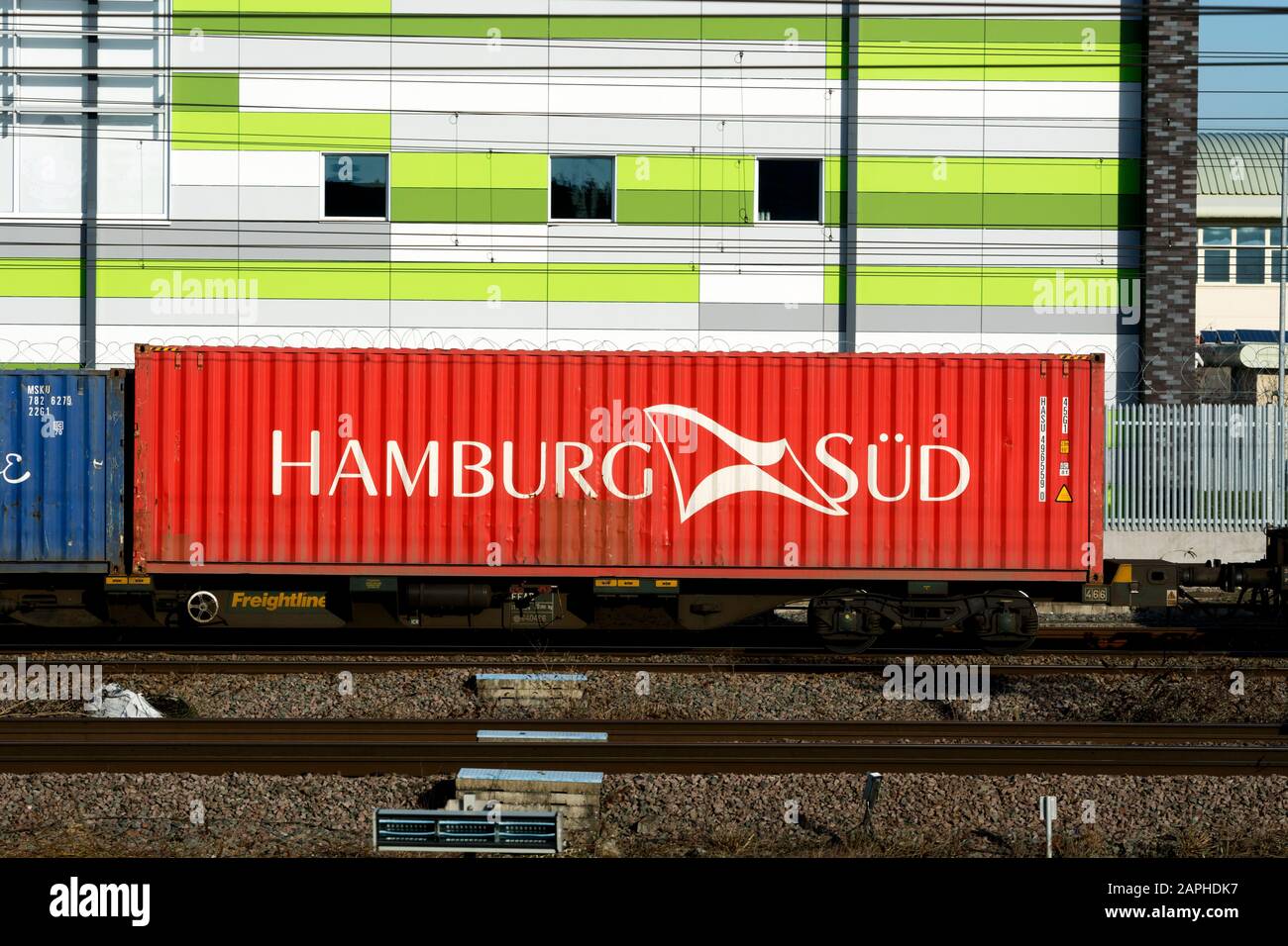 Shipping container train freightliner hires stock photography and