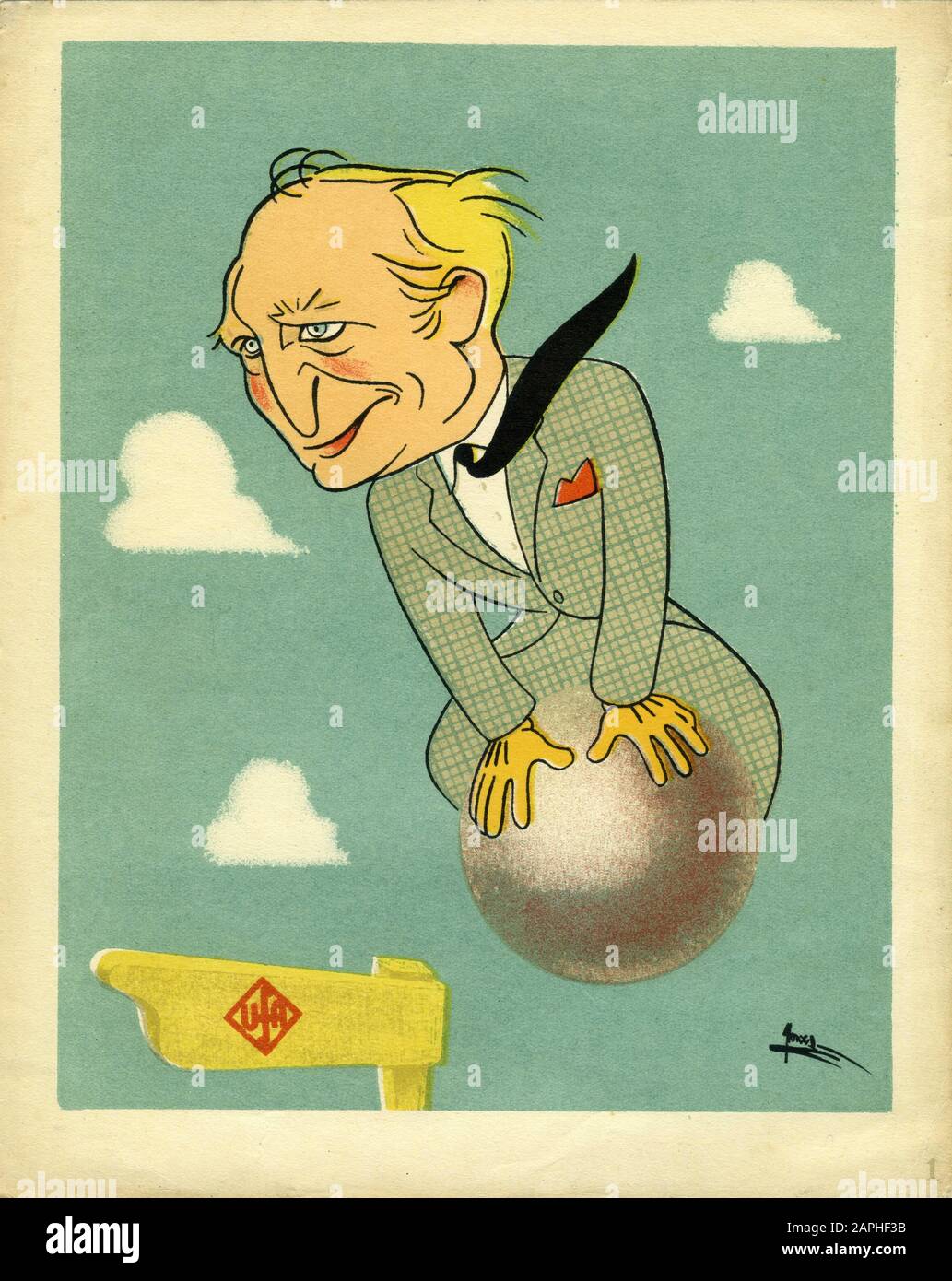 HANS ALBERS promotional Caricature at the time he was appearing in MUNCHHAUSEN / THE ADVENTURES OF BARON MUNCHAUSEN 1943 director Josef von Baky Universum Film ( UFA ) Stock Photo