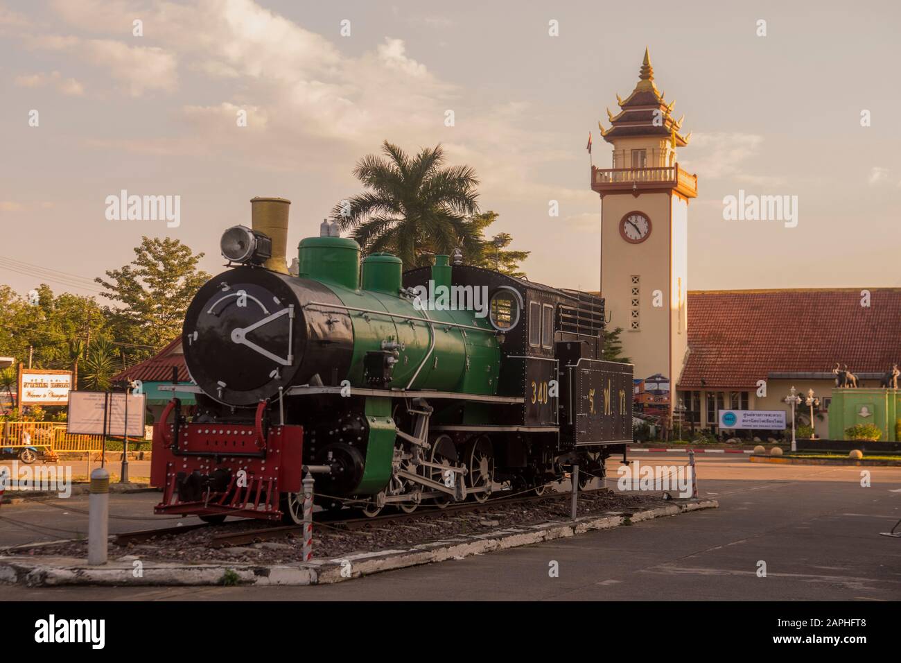 a old steam train Railway station of the city Chiang Mai at north Thailand.   Thailand, Chiang Mai, November, 2019 Stock Photo