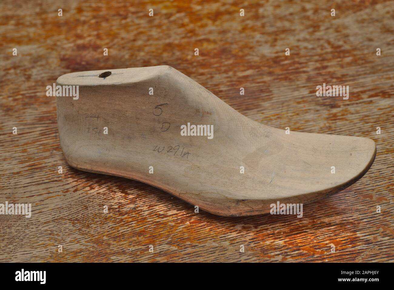 Wooden shoe last form for making shoes Stock Photo Alamy